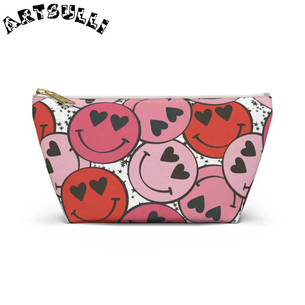 JAKKOUTTHEBXX Smiley Face x Heart Eyes Red and Pink cessory Pouch w