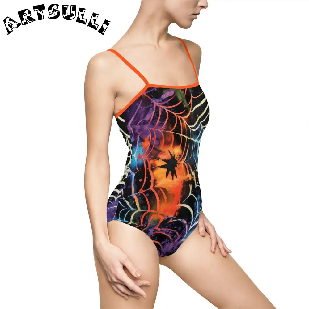 JAKKOUTTHEBXX Colorful Spider Web One-Piece Swimsuit 2025