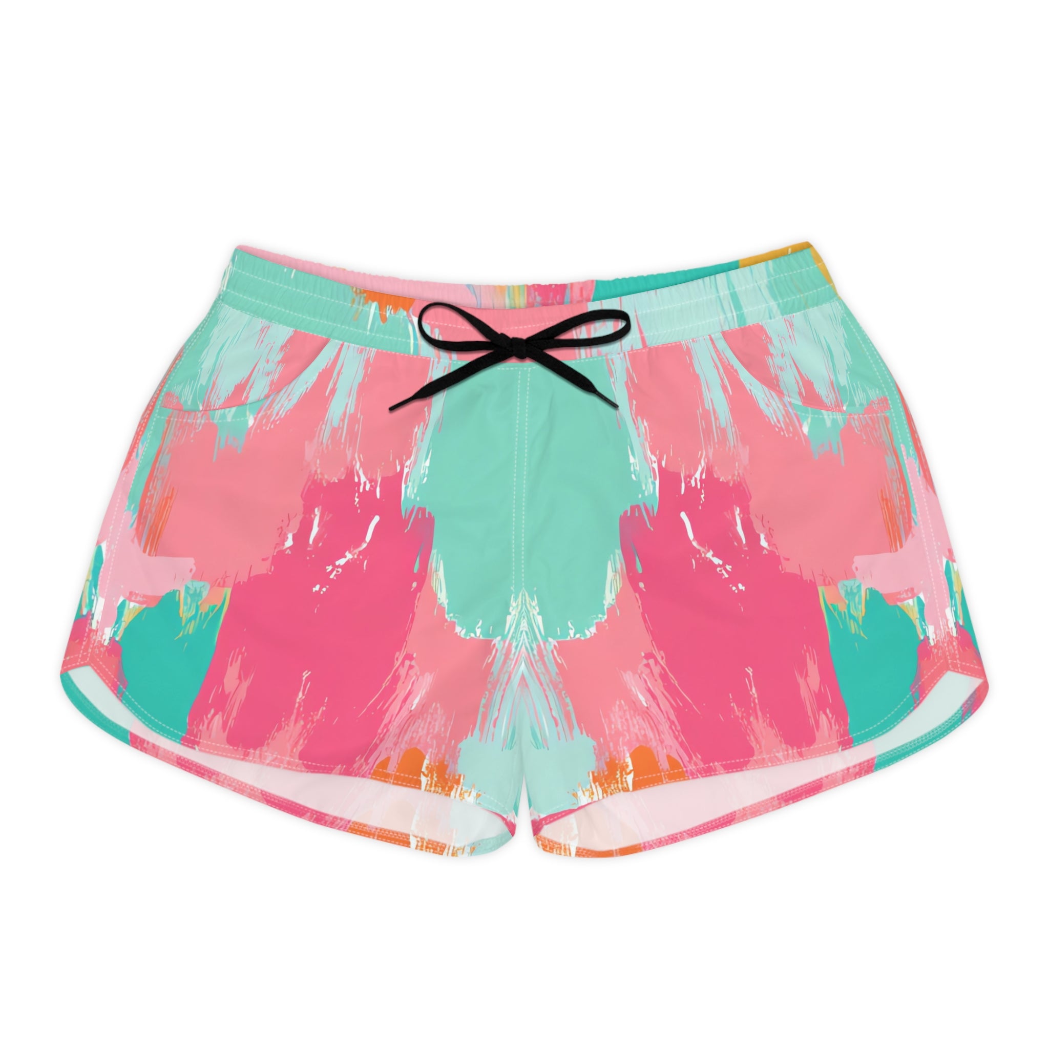 Preppy Pixel Bloom Women's Casual Shorts (AOP), Artsulli - Art is Long, Life is Short, All Over Prints, Size, S, Color, Black drawstring, , , 17790377296171032296