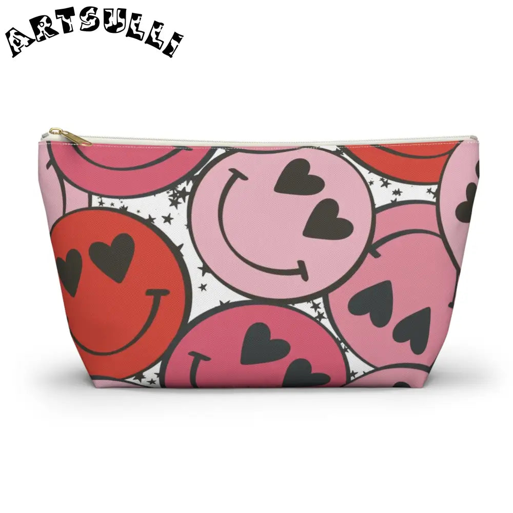 JAKKOUTTHEBXX Smiley Face x Heart Eyes Pink and Red Accessory Pouch