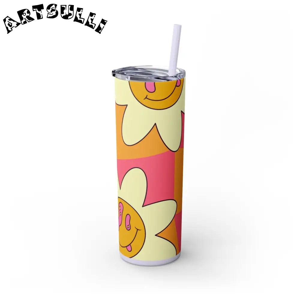 JAKKOUTTHEBXX Trippy Sour Face Rave Skinny Tumbler with Straw 20oz