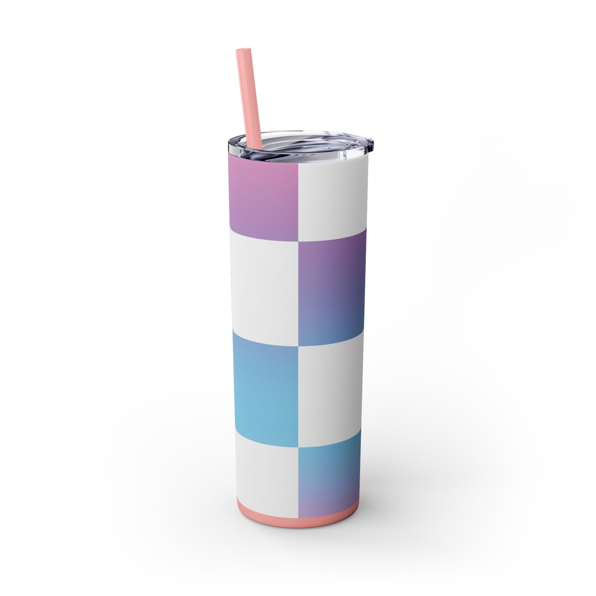 Vaporwave Check Skinny Tumbler with Straw, 20oz, Artsulli - Art is Long, Life is Short, Mug, , , , , , , 