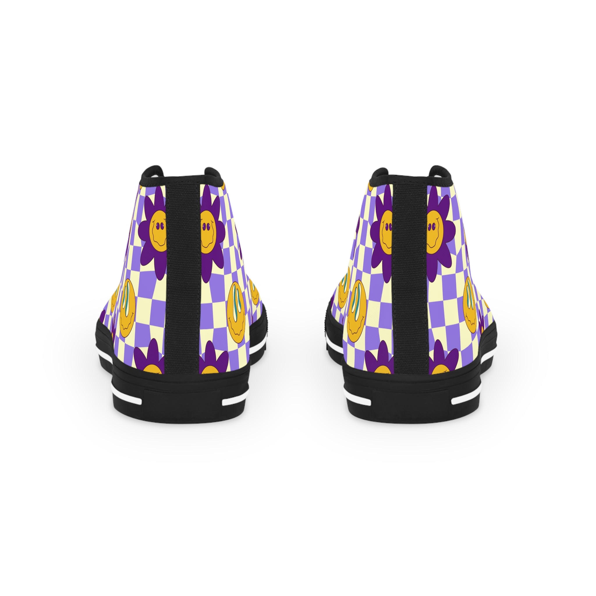 Trippy Flower Power Motifs II Men's High Top Sneakers, Artsulli - Art is Long, Life is Short, Shoes, , , , , , , 