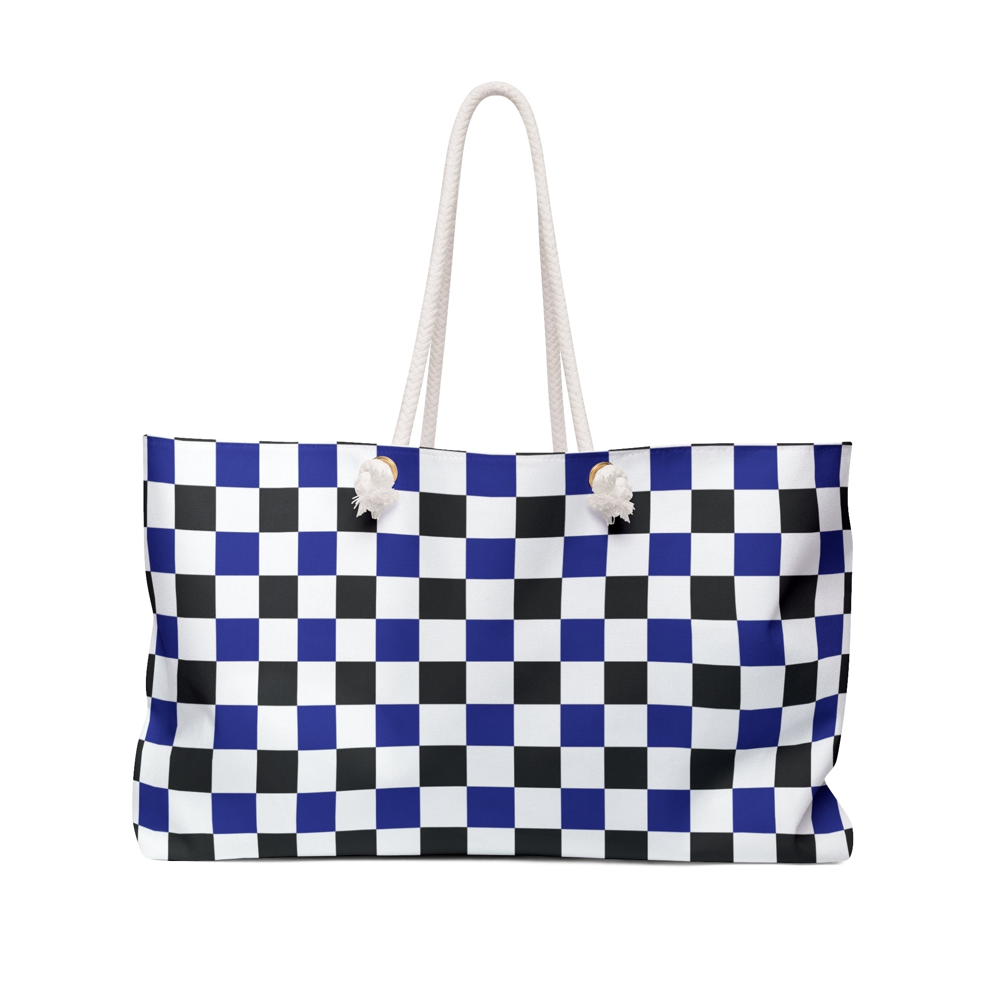 Checkerboard Blue White and Black Weekender Bag, Artsulli - Art is Long, Life is Short, Bags, Size, 24" × 13", , , , , 13813928737280583953