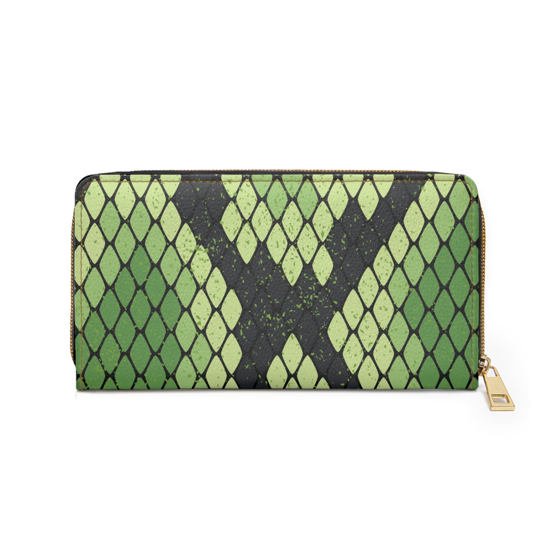 Snake Skin Green and Black Zipper Wallet, Artsulli - Art is Long, Life is Short, Accessories, , , , , , , 