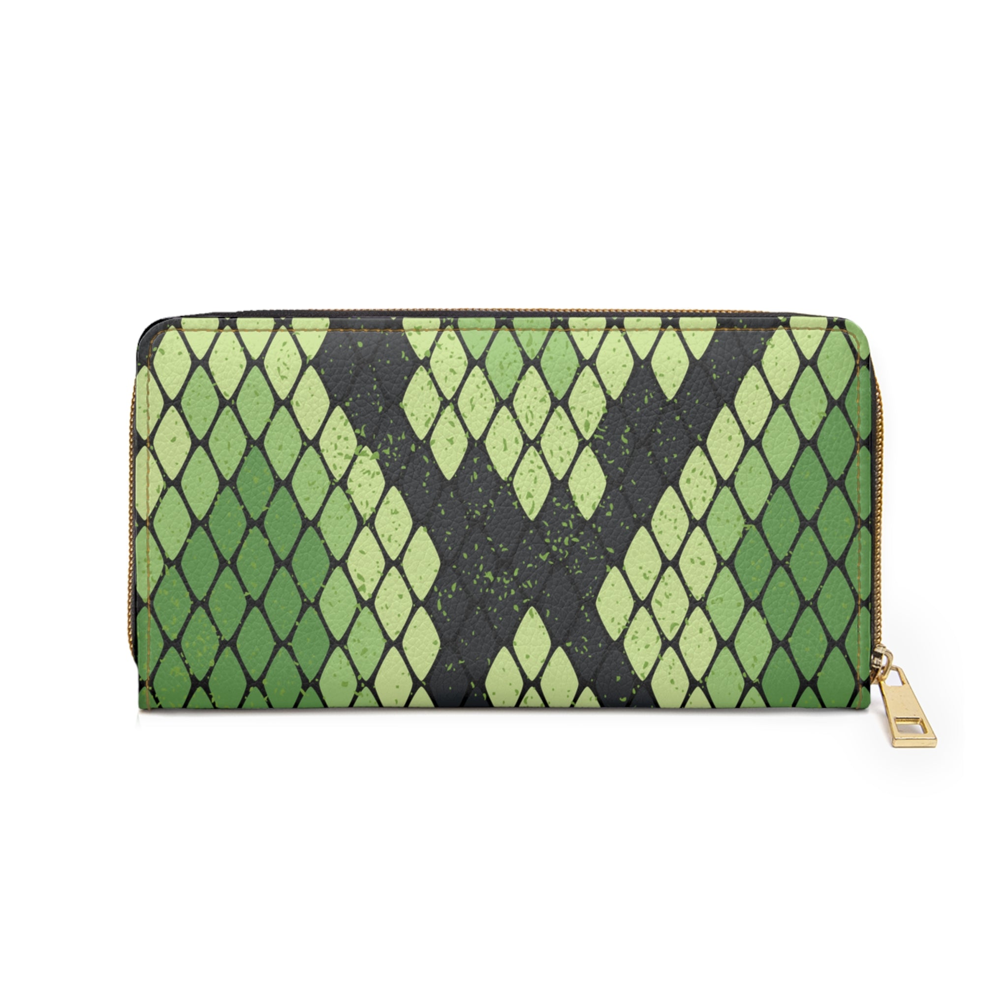 Snake Skin Green and Black Zipper Wallet, Artsulli - Art is Long, Life is Short, Accessories, , , , , , , 