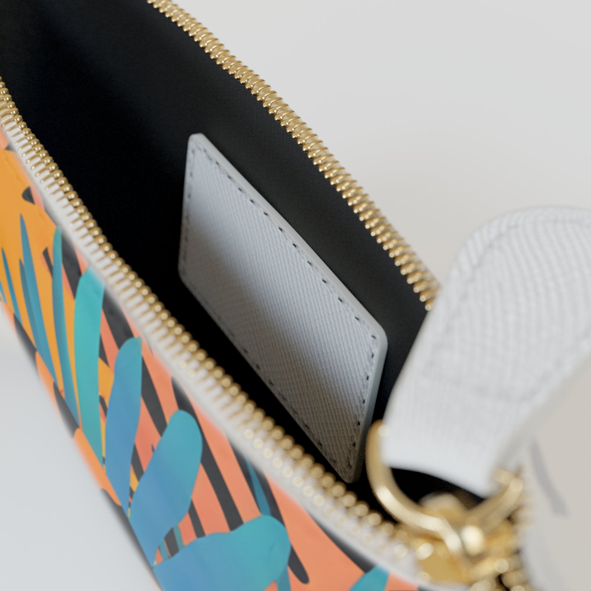 Palm Leaves x Zebra Stripes x Tiger Stripes Orange and Blue Mini Clutch Bag, Artsulli - Art is Long, Life is Short, Bags, , , , , , , 