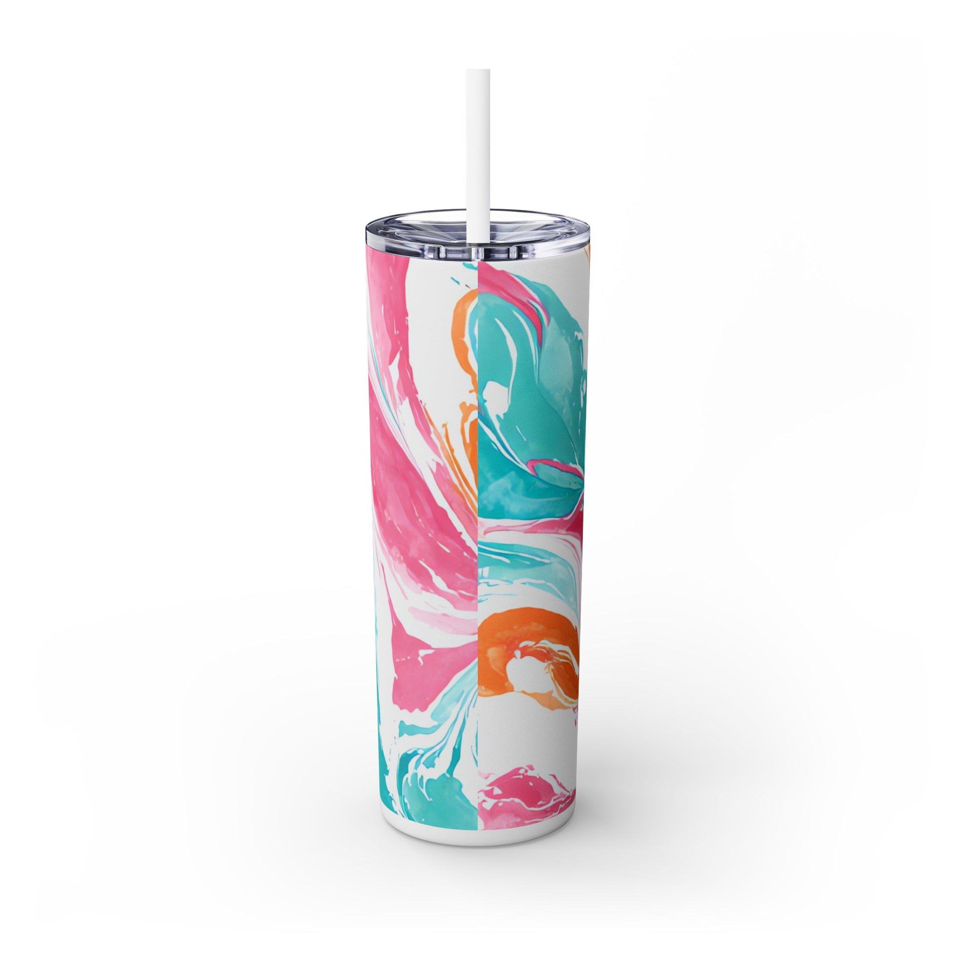 Liquid Pastel Spill Multi-Color Skinny Tumbler with Straw, 20oz, Artsulli - Art is Long, Life is Short, Mug, , , , , , , 