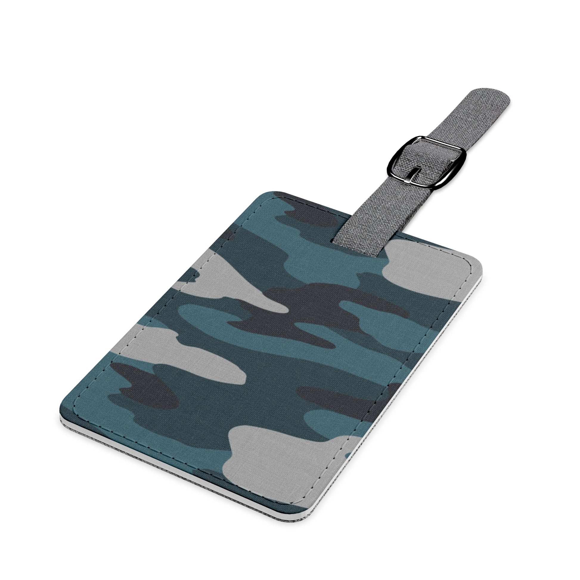 Blue Camouflage Saffiano Polyester Luggage Tag, Rectangle, Artsulli - Art is Long, Life is Short, Accessories, , , , , , , 