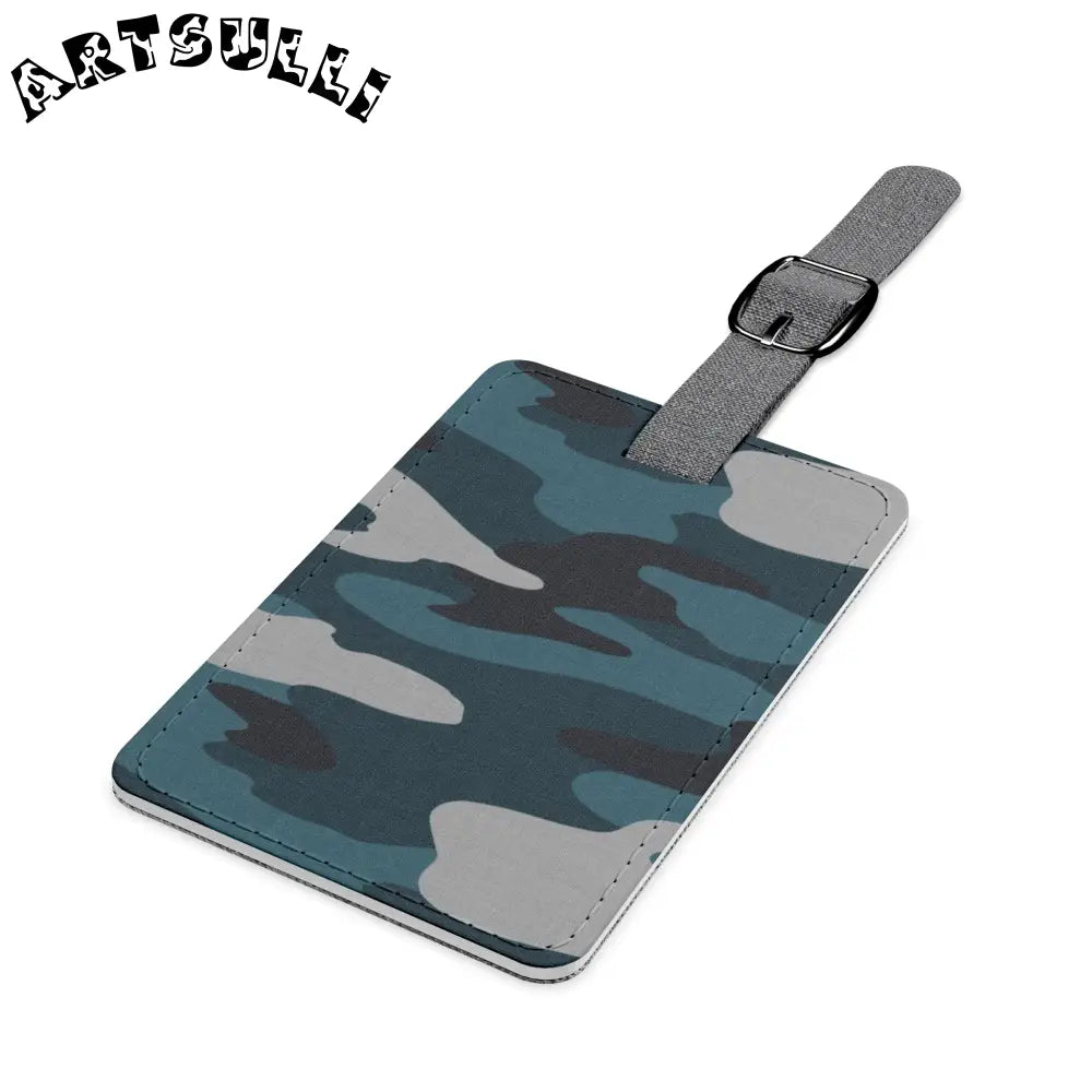 JAKKOUTTHEBXX Blue Camouflage Saffiano Polyester Luggage Tag