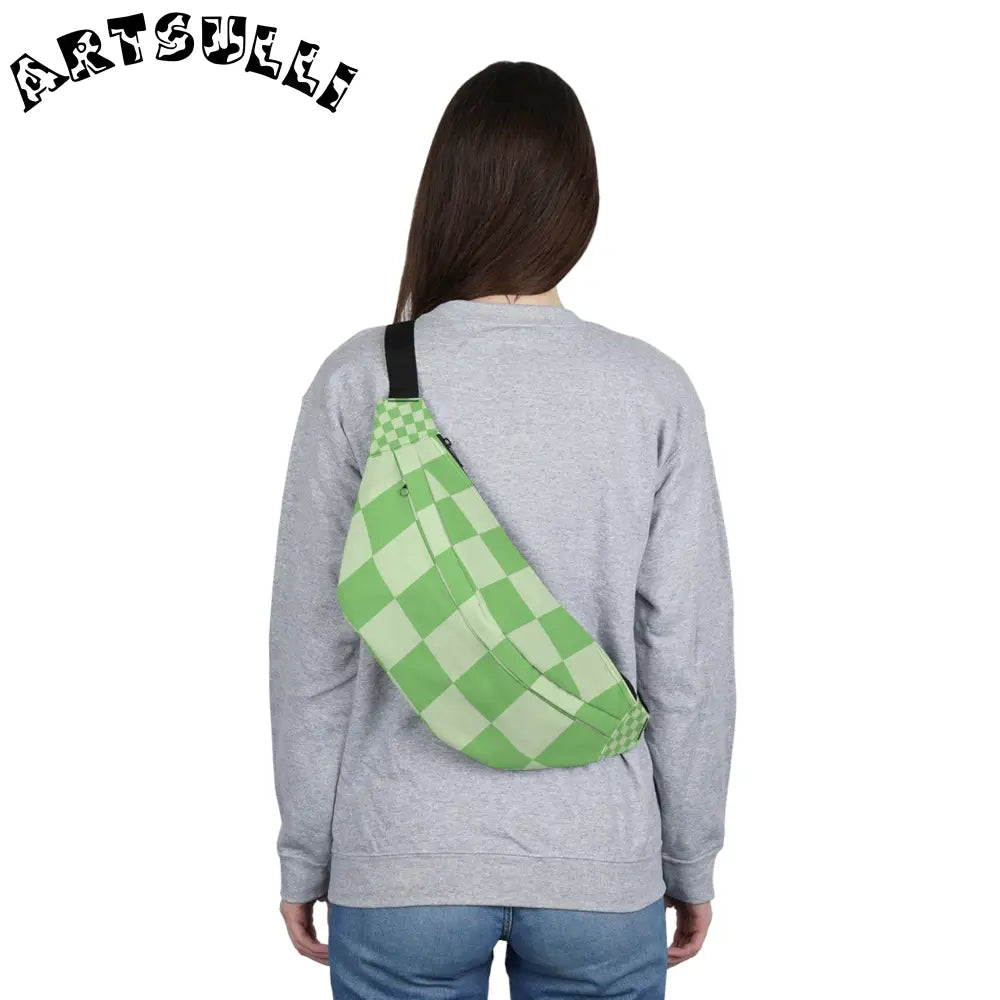 JAKKOUTTHEBXX Checkerboard Green Large Fanny Pack JAKKOUTTHEBXX