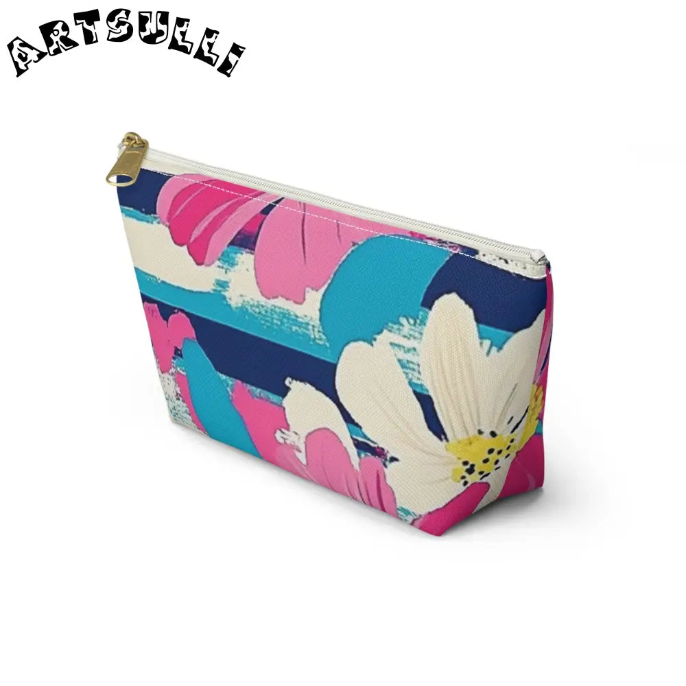 JAKKOUTTHEBXX Dayglo Floral Stripes Multi-Color Accessory Pouch w
