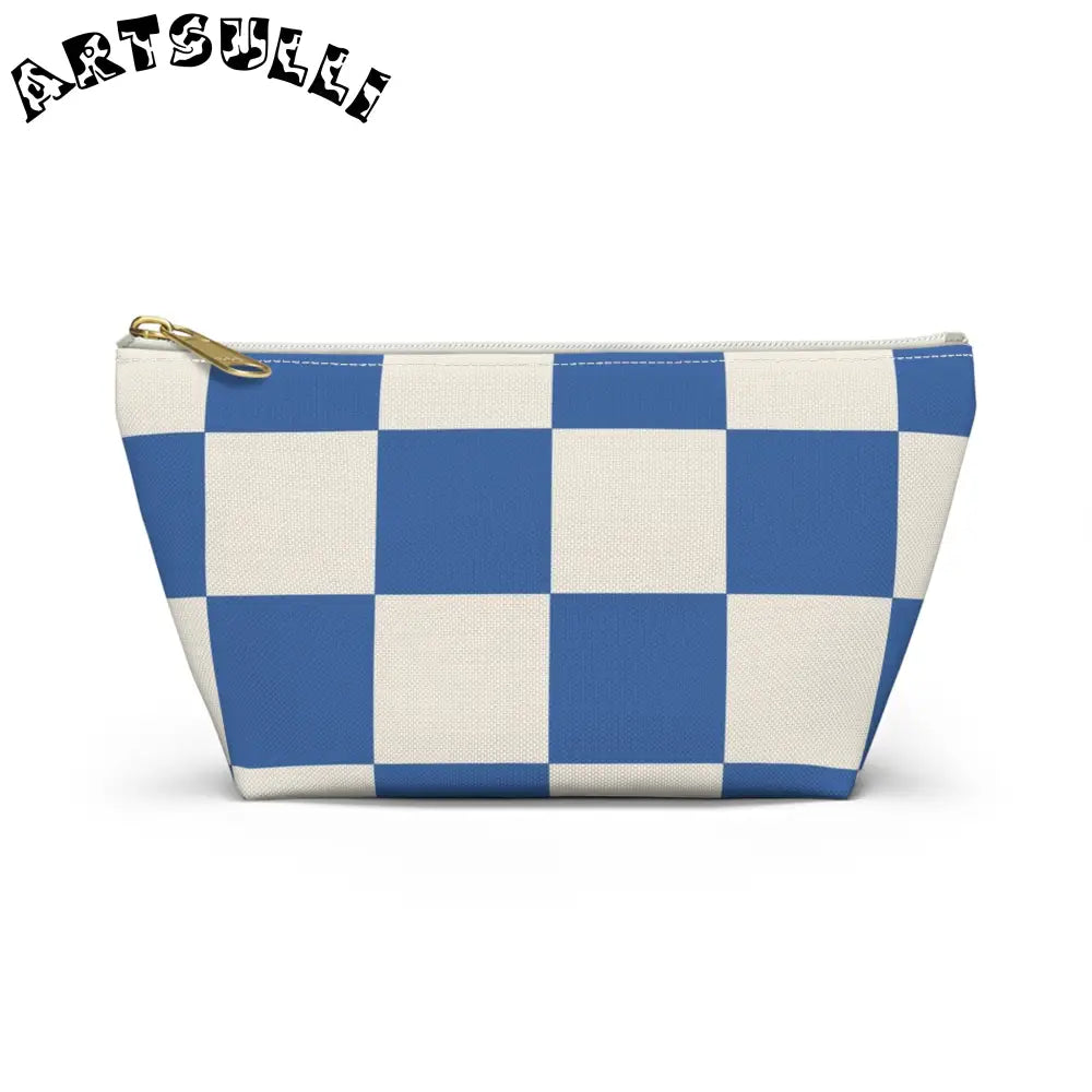 JAKKOUTTHEBXX Checkerboard Blue Accessory Pouch w T-bottom