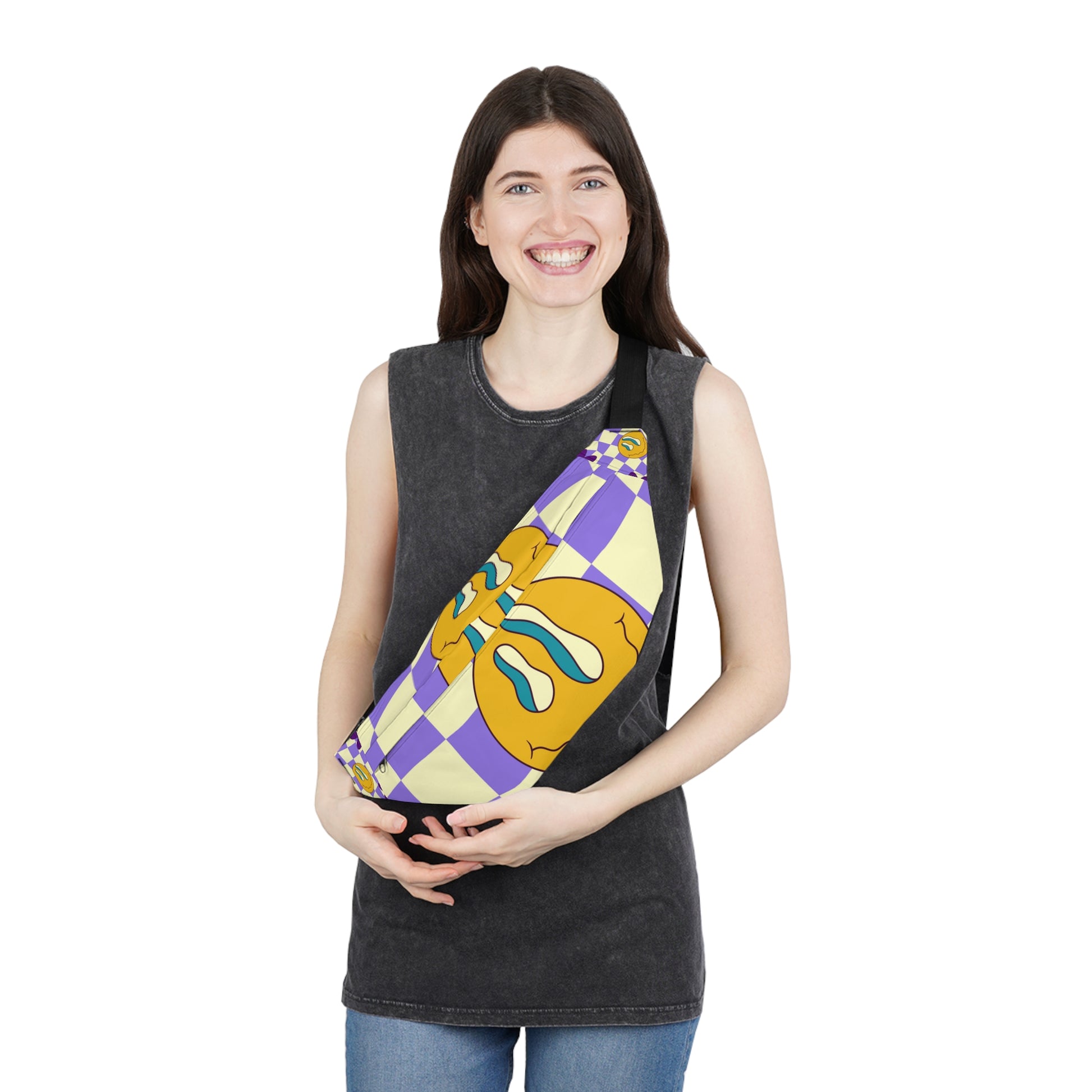 Trippy Flower Power Motifs Large Fanny Pack, Artsulli - Art is Long, Life is Short, Bags, , , , , , , 