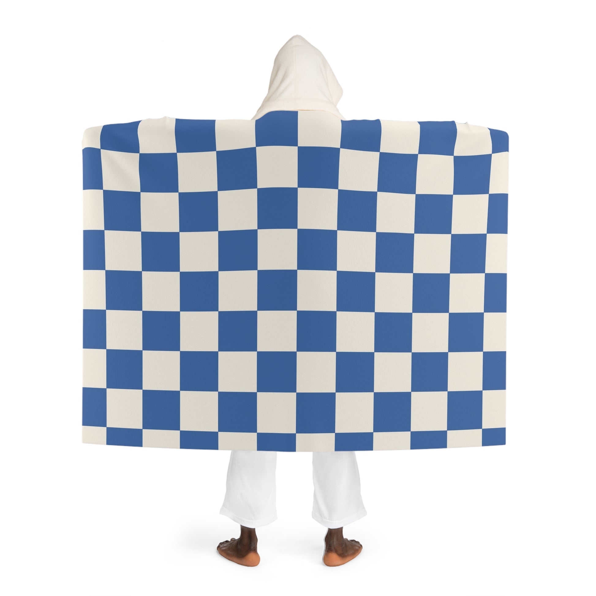 Checkerboard Blue Hooded Sherpa Fleece Blanket, Artsulli - Art is Long, Life is Short, All Over Prints, , , , , , , 