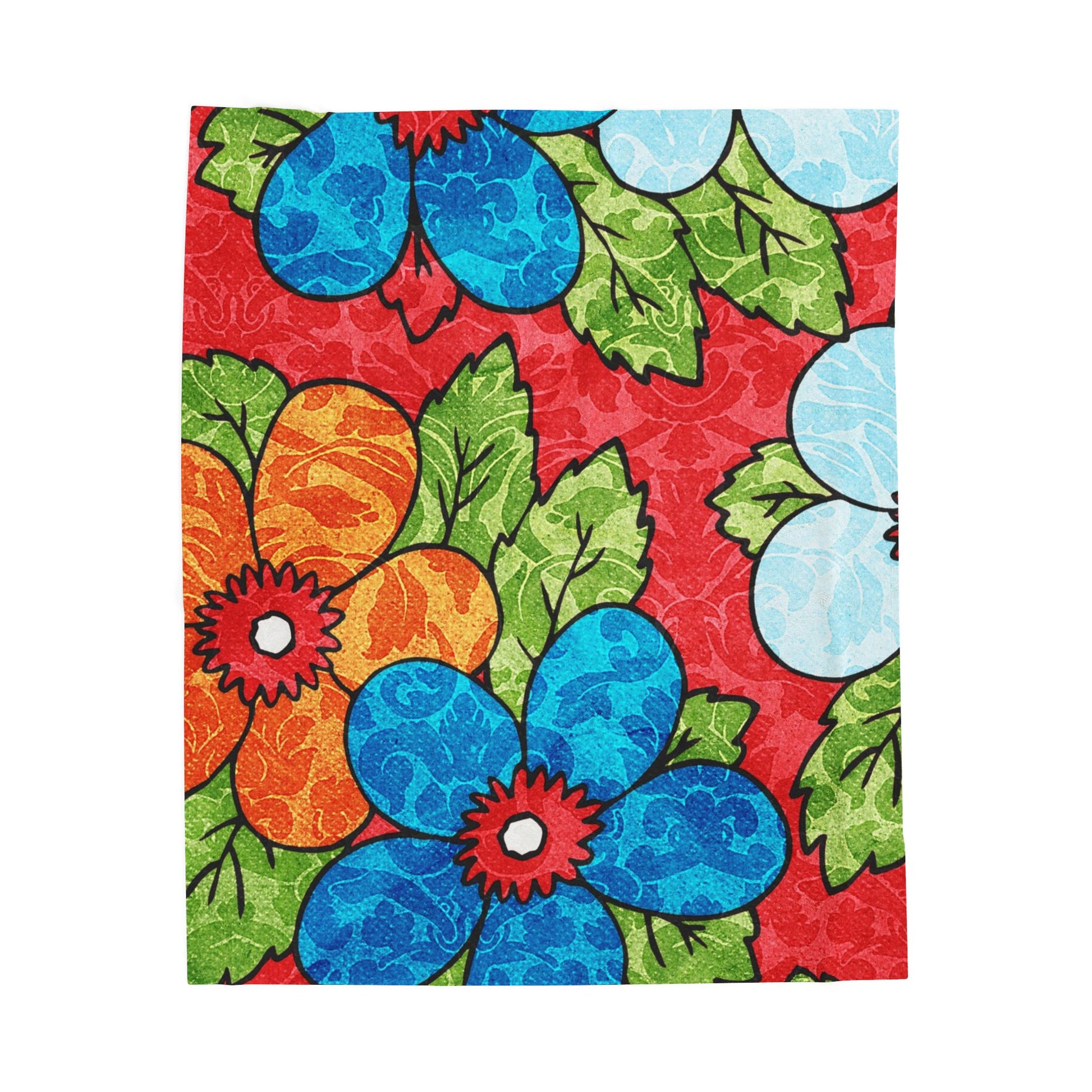Groovy Red Floral Kl Velveteen Plush Blanket, Artsulli - Art is Long, Life is Short, All Over Prints, Size, 50" × 60", , , , , 23016849027366193890