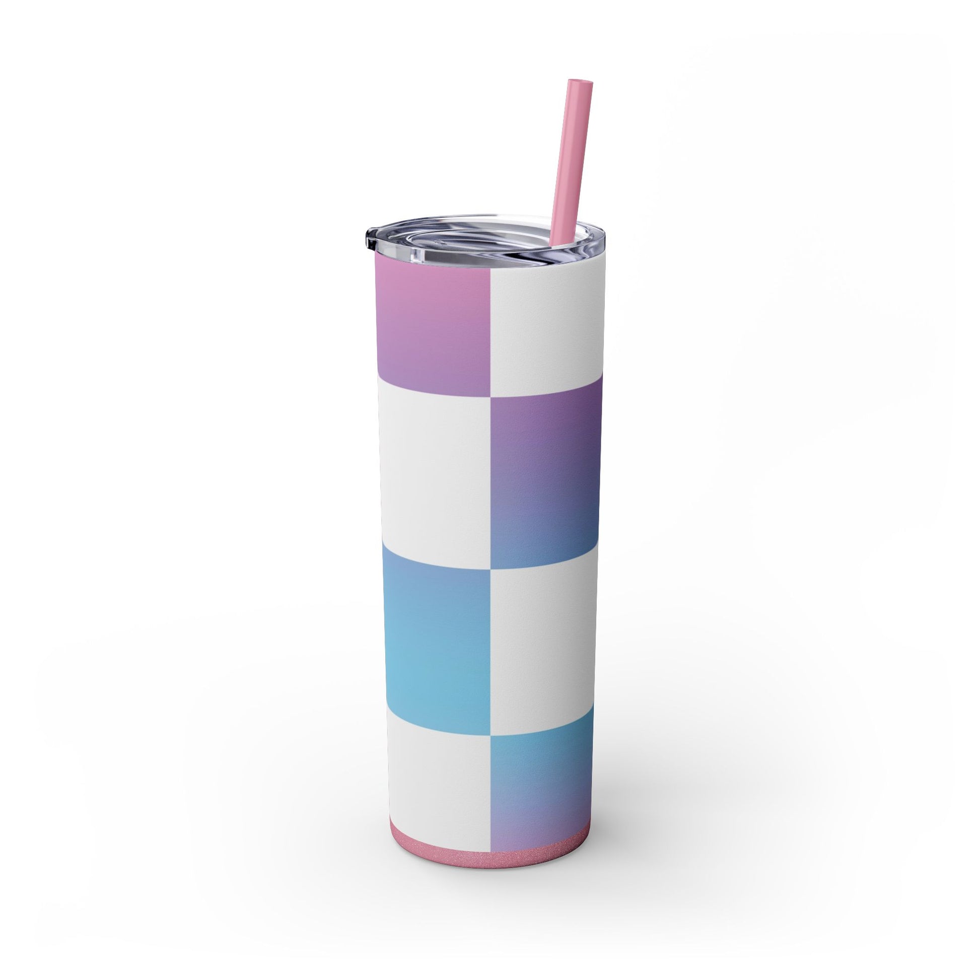 Vaporwave Check Skinny Tumbler with Straw, 20oz, Artsulli - Art is Long, Life is Short, Mug, , , , , , , 