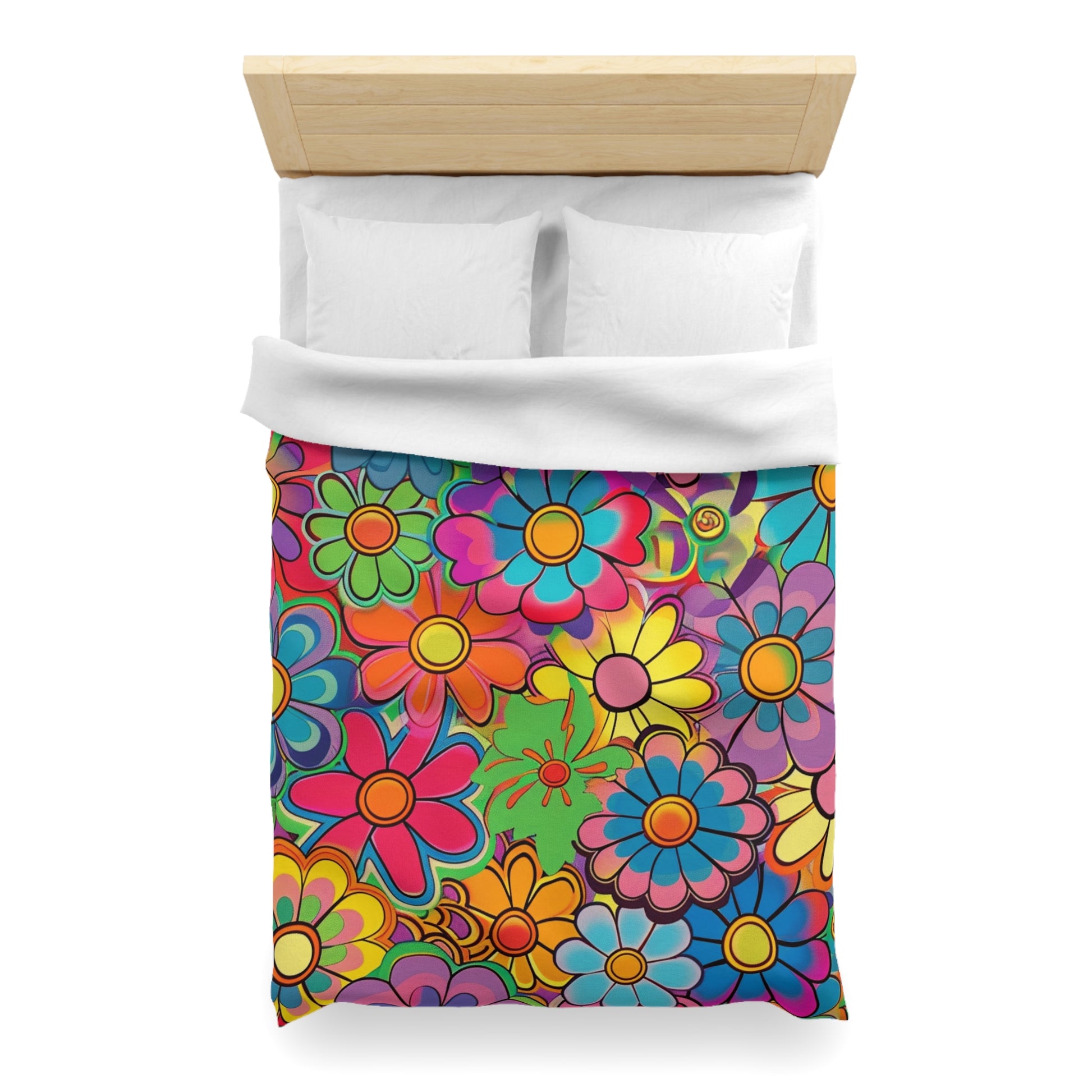 Chromatic Daisy Dream Microfiber Duvet Cover, Artsulli - Art is Long, Life is Short, Home Decor, , , , , , , 