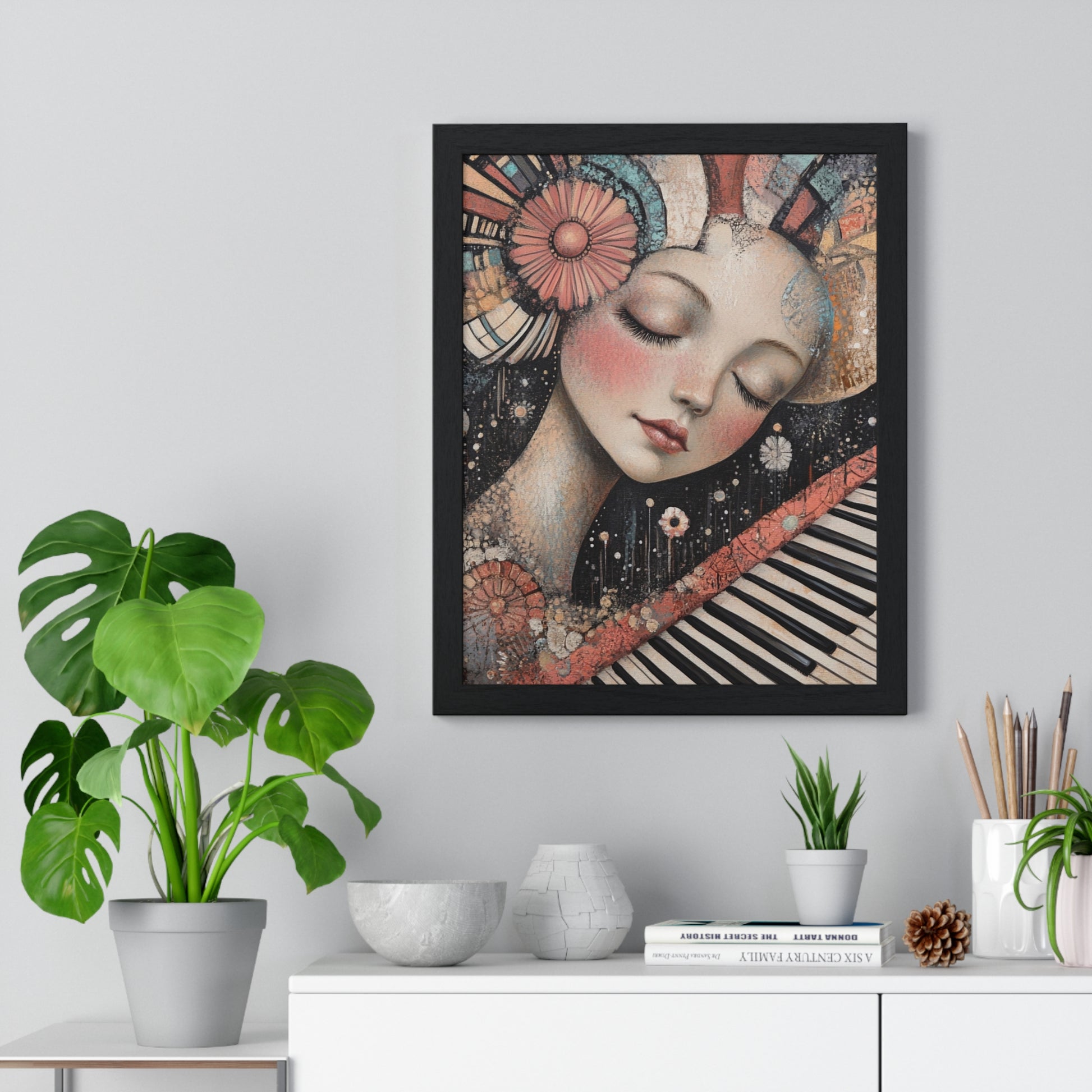 Queen Of Piano Dreams Vertical Framed Poster, Artsulli - Art is Long, Life is Short, Poster, , , , , , , 