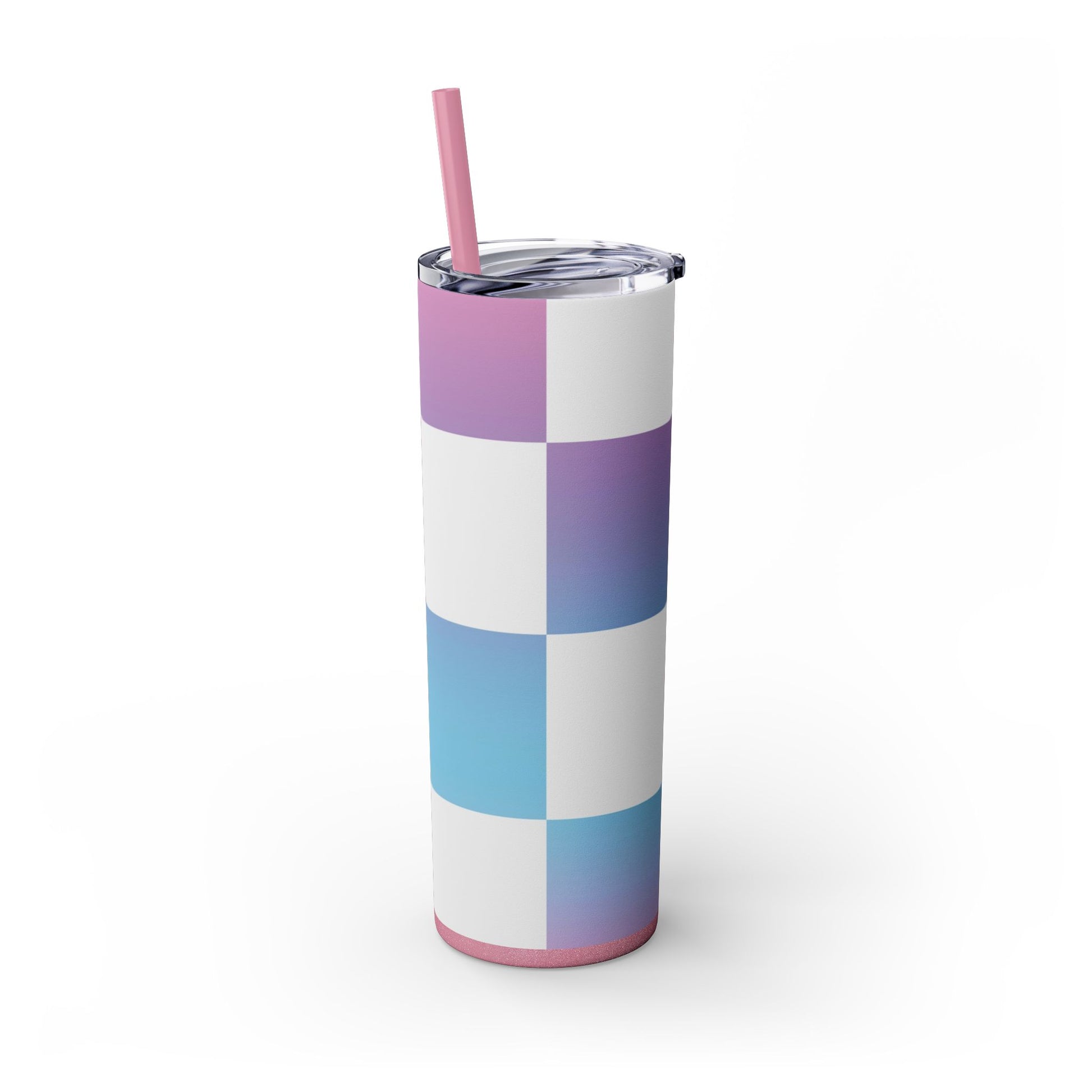 Vaporwave Check Skinny Tumbler with Straw, 20oz, Artsulli - Art is Long, Life is Short, Mug, , , , , , , 