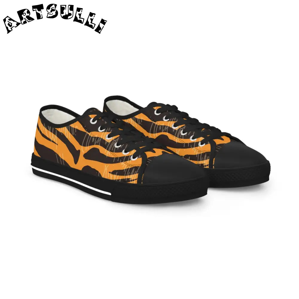 JAKKOUTTHEBXX Tiger Scratches Orange and Black Men’s Low Top