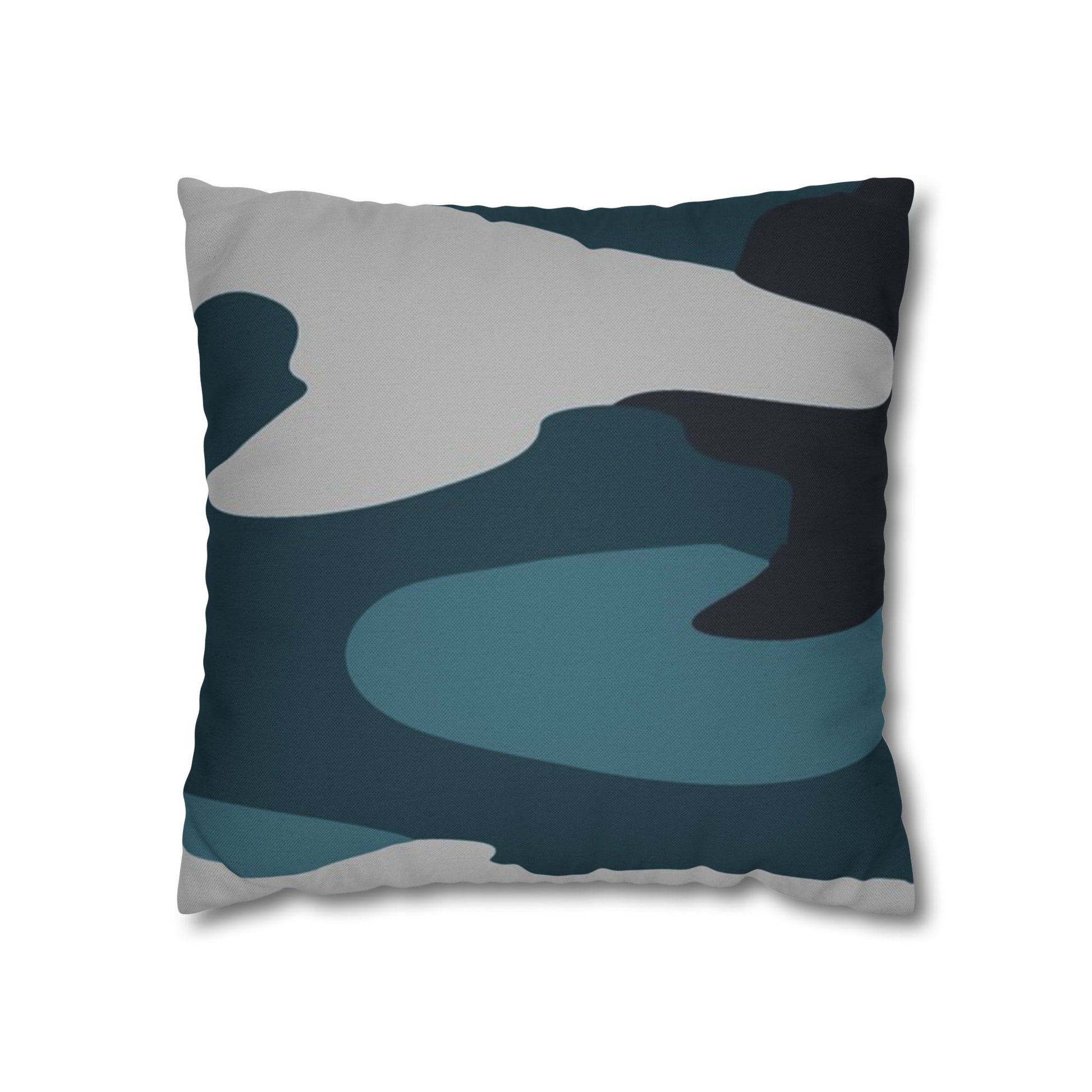 Blue Camouflage Spun Polyester Square Pillowcase, Artsulli - Art is Long, Life is Short, Home Decor, Size, 16" × 16", , , , , 11976121585528