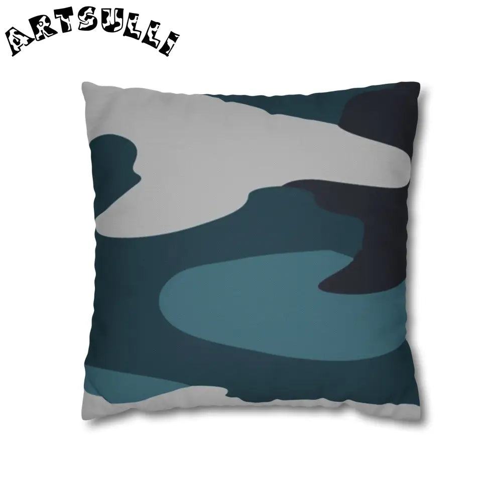 JAKKOUTTHEBXX Blue Camouflage Spun Polyester Square Pillowcase