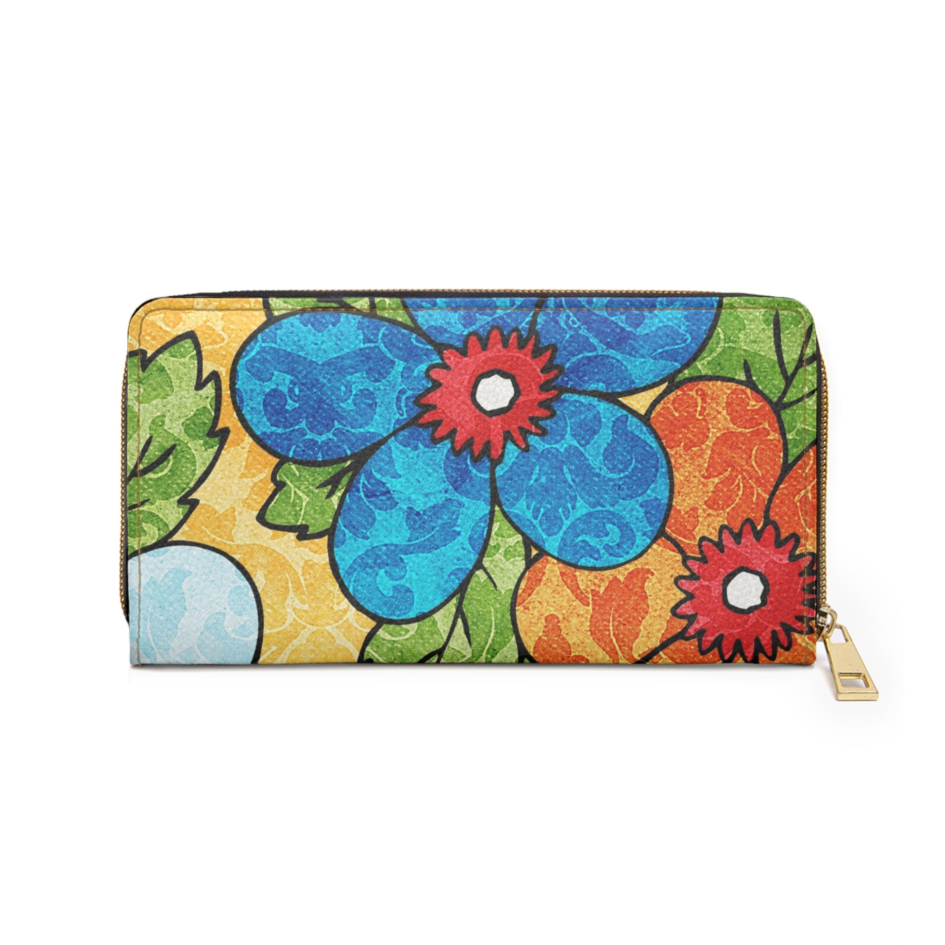 Groovy Yellow Floral Kl Zipper Wallet, Artsulli - Art is Long, Life is Short, Accessories, , , , , , , 