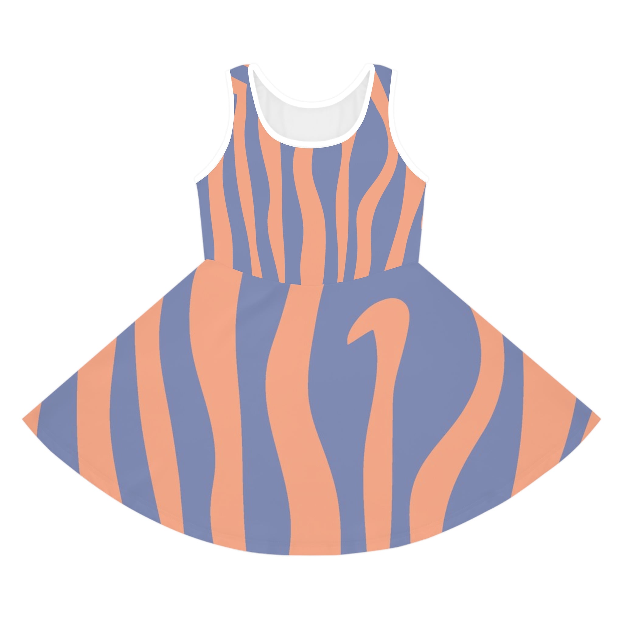 Melting Zebra Stripes Girls' Sleeveless Sundress (AOP), Artsulli - Art is Long, Life is Short, All Over Prints, Color, Seam thread color automatically matched to design, Size, 2T, , , 70811567474323