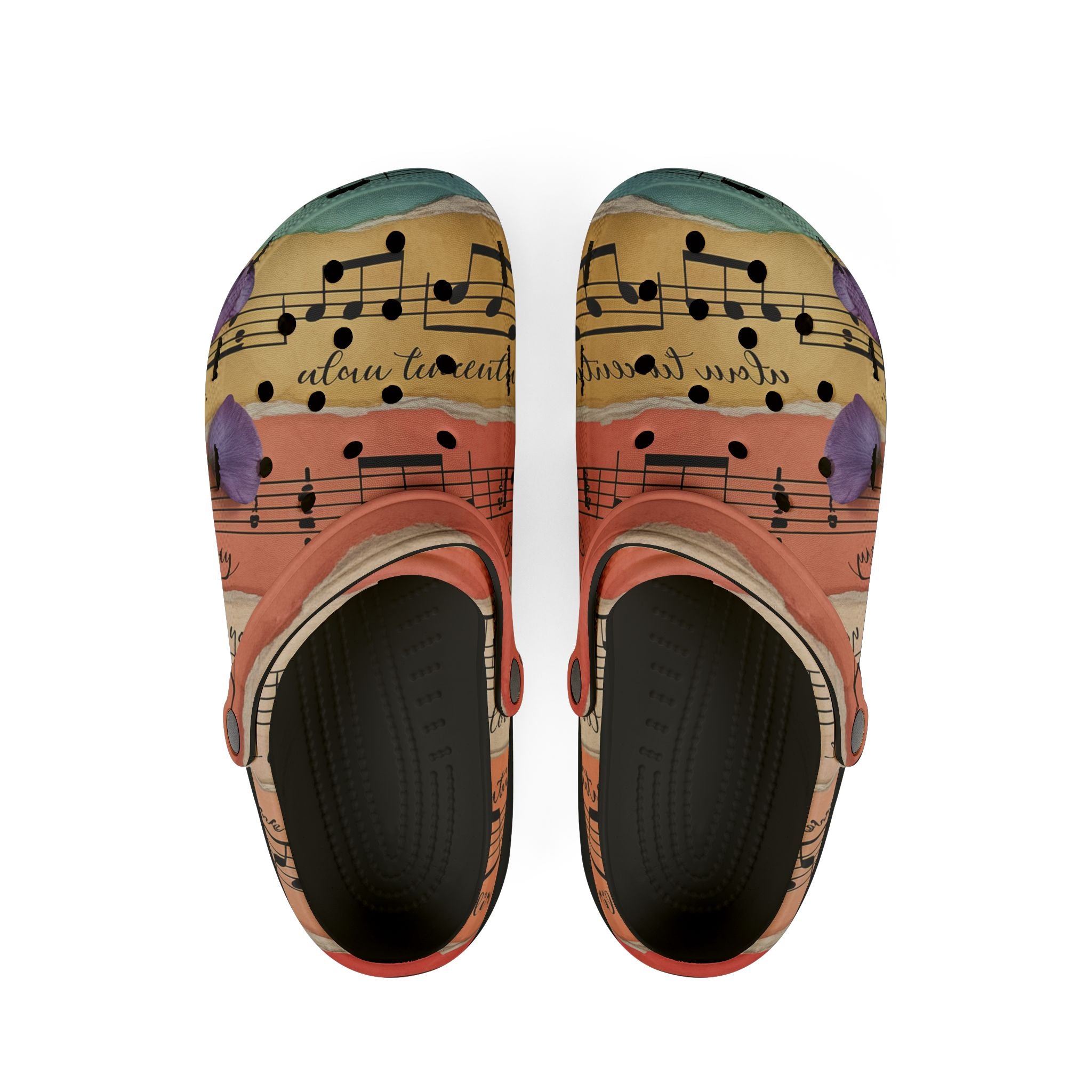 Torn Type Beat Sheet Music Multi-Color EVA Foam Rubber Shoes (AOP), Artsulli - Art is Long, Life is Short, Shoes, Size, US 6 (Women's), Color, Black, , , 16379779259589390223
