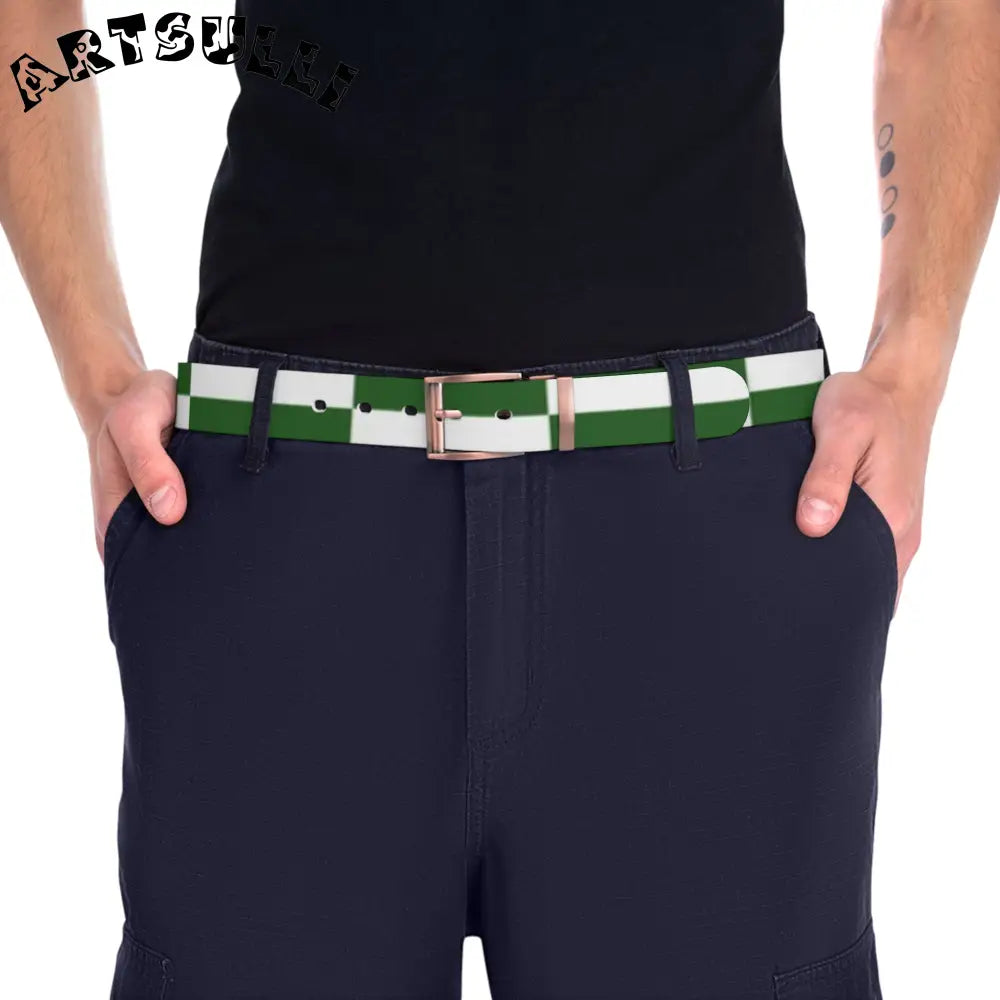 JAKKOUTTHEBXX Checkerboard White and Dark Green Belt JAKKOUTTHEBXX