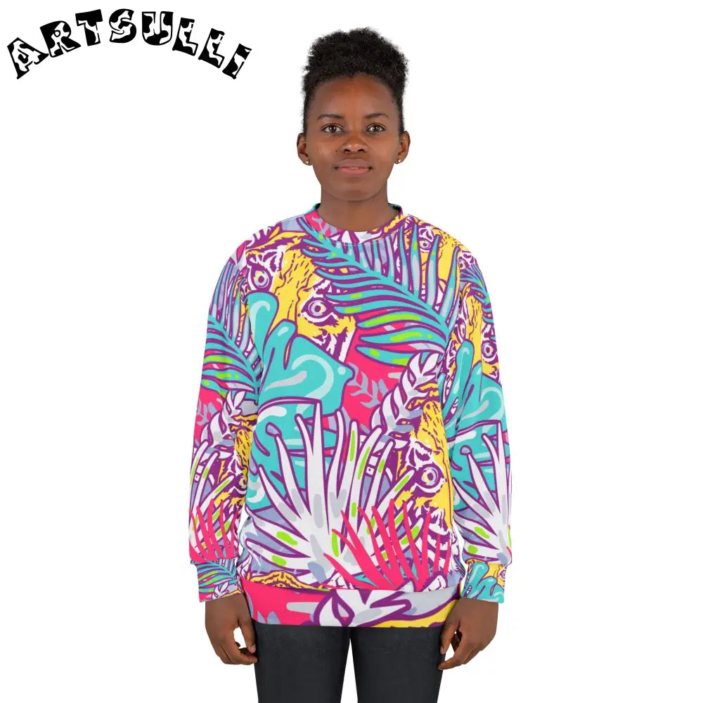 JAKKOUTTHEBXX Tropical Floral Tigers Torquise and Purple Unisex