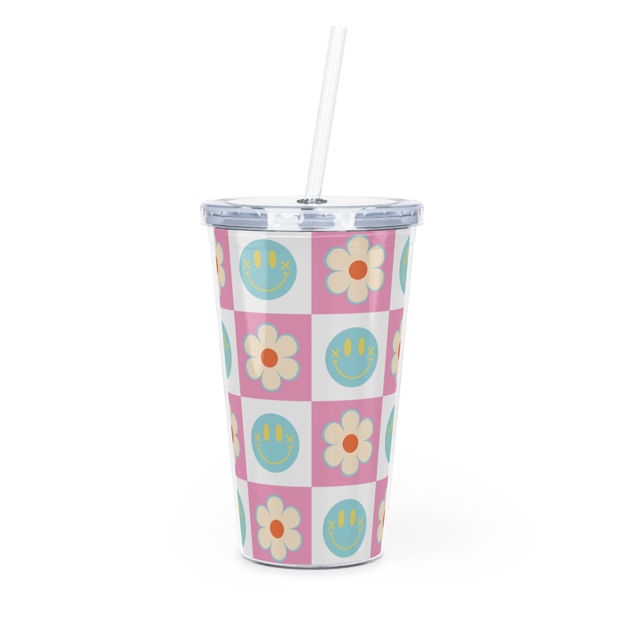 Madotsukis Grin Bloom Plastic Tumbler with Straw, Artsulli - Art is Long, Life is Short, Mug, Size, 20oz, Color, Transparent, , , 31621998667012020199