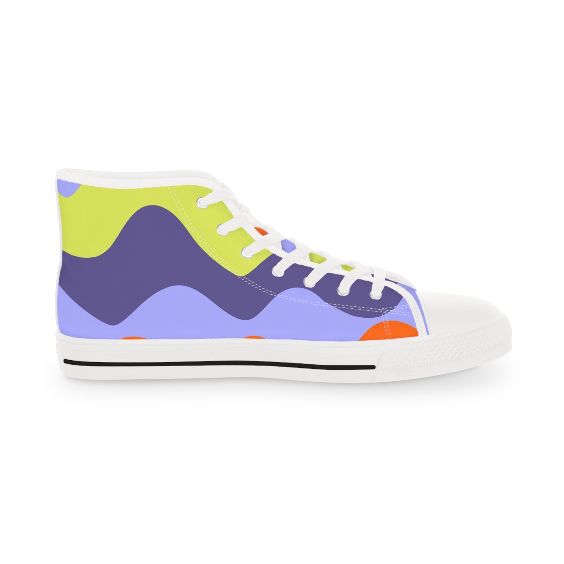 Waves Yellow and Blue Men's High Top Sneakers, Artsulli - Art is Long, Life is Short, Shoes, , , , , , , 