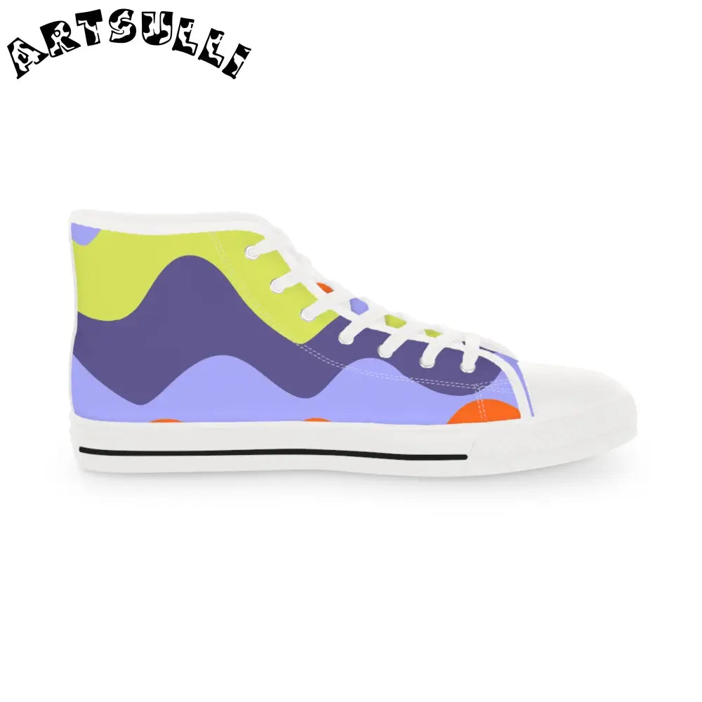 JAKKOUTTHEBXX Waves Yellow and Blue Men’s High Top Sneakers