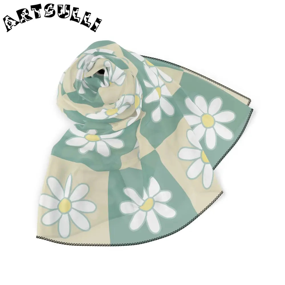 JAKKOUTTHEBXX Retro Daisy Grid Poly Scarf JAKKOUTTHEBXX Artsulli