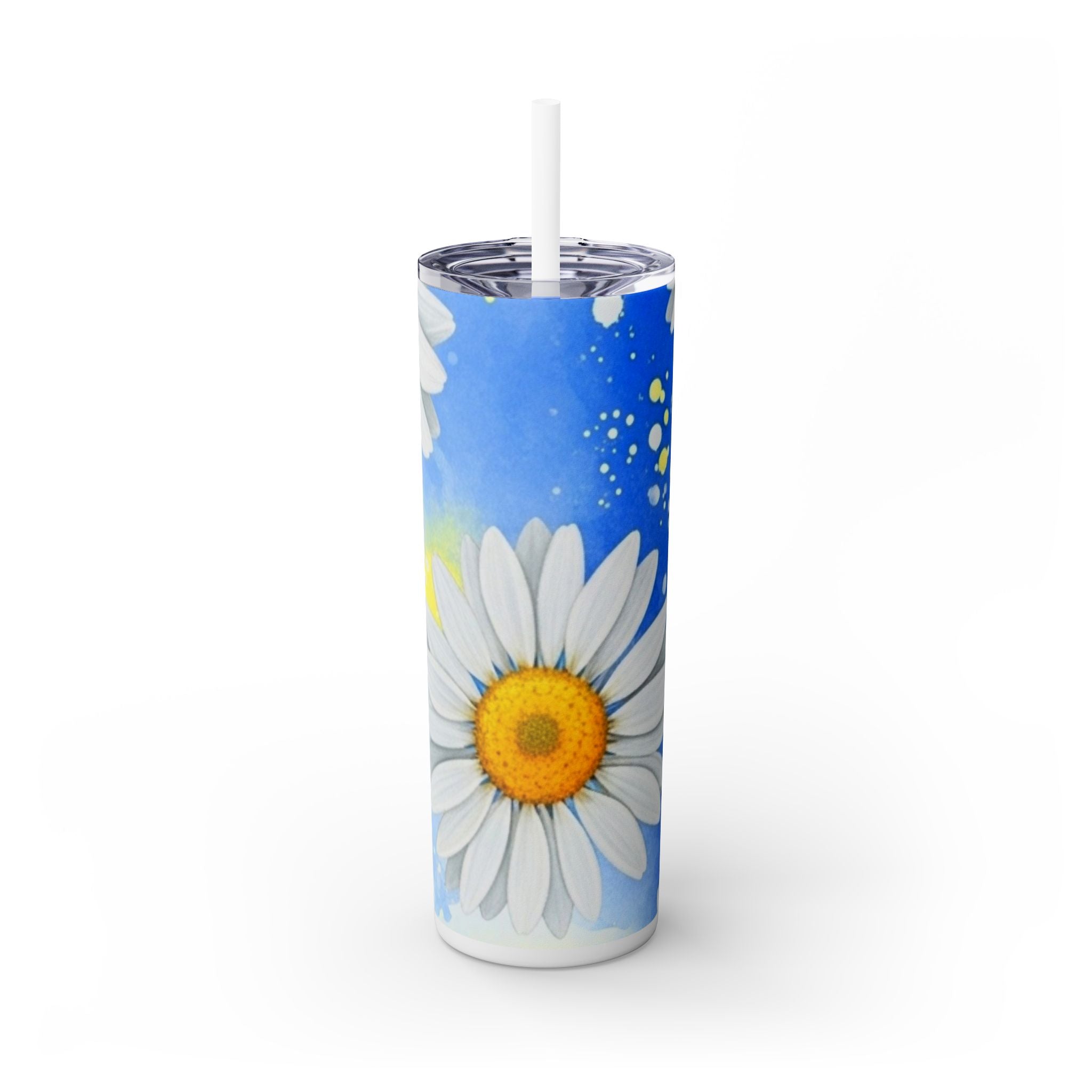 Daisies Skinny Tumbler with Straw, 20oz, Artsulli - Art is Long, Life is Short, Mug, , , , , , , 