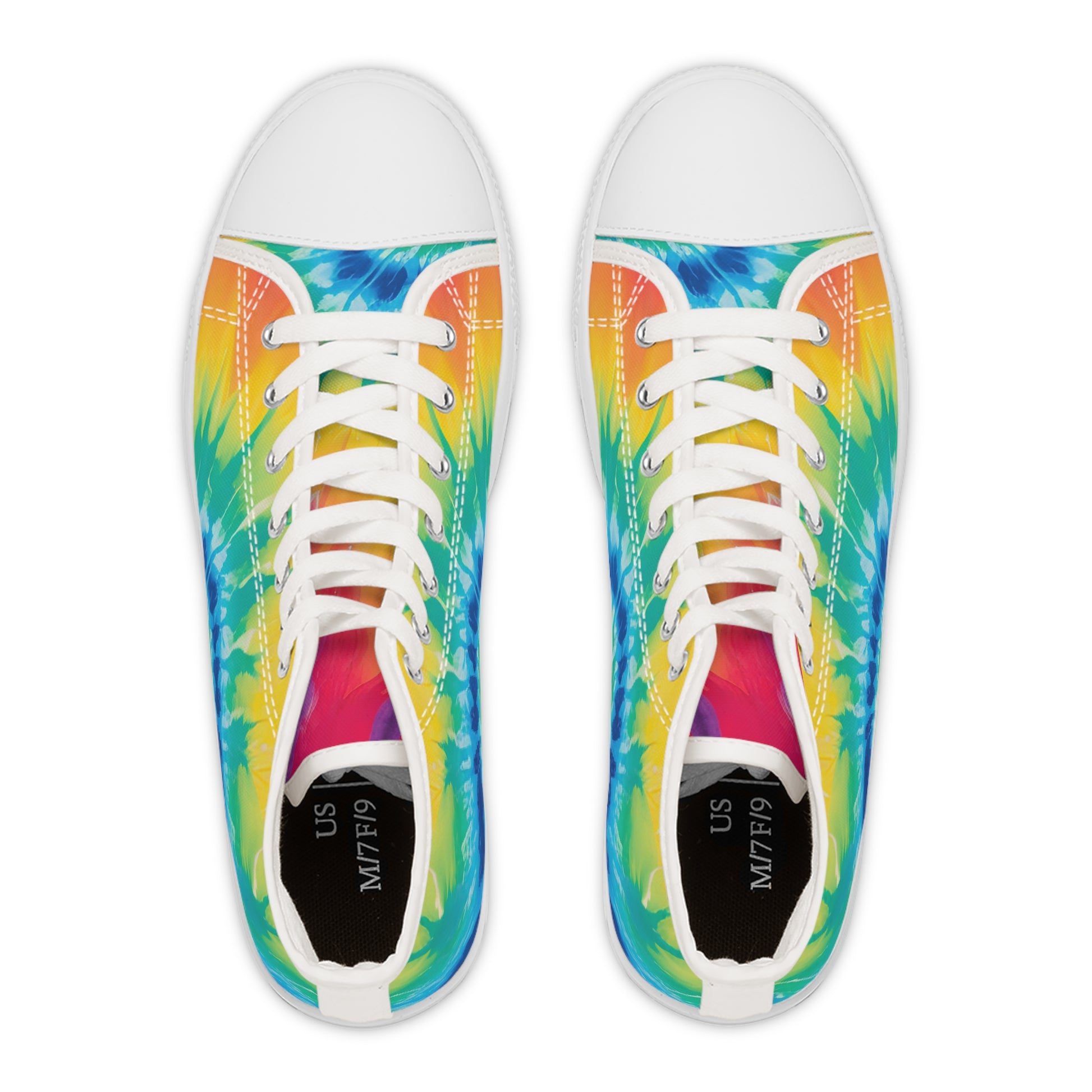 Tie Dye Women's High Top Sneakers, Artsulli - Art is Long, Life is Short, Shoes, , , , , , , 