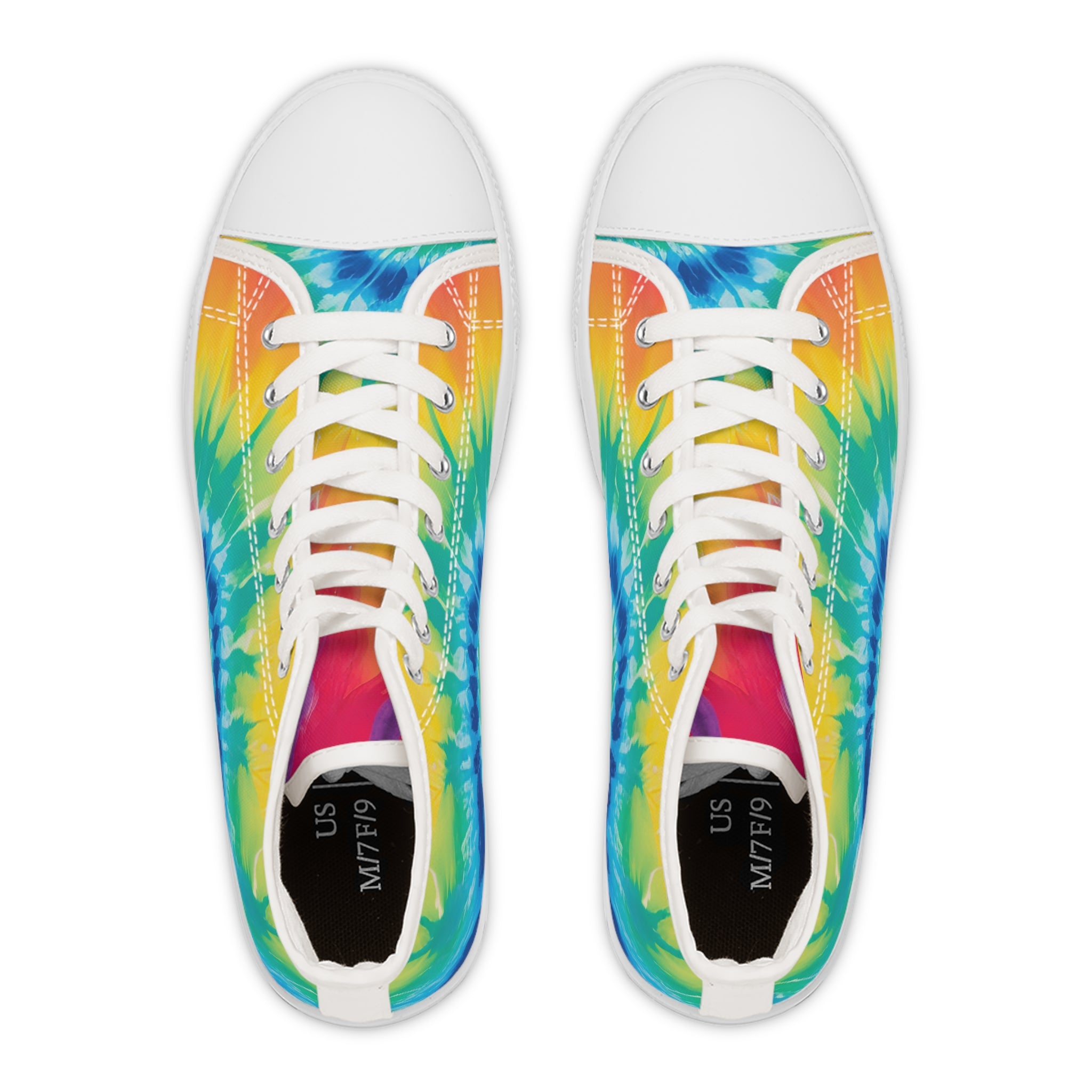 Tie Dye Women's High Top Sneakers, Artsulli - Art is Long, Life is Short, Shoes, , , , , , , 