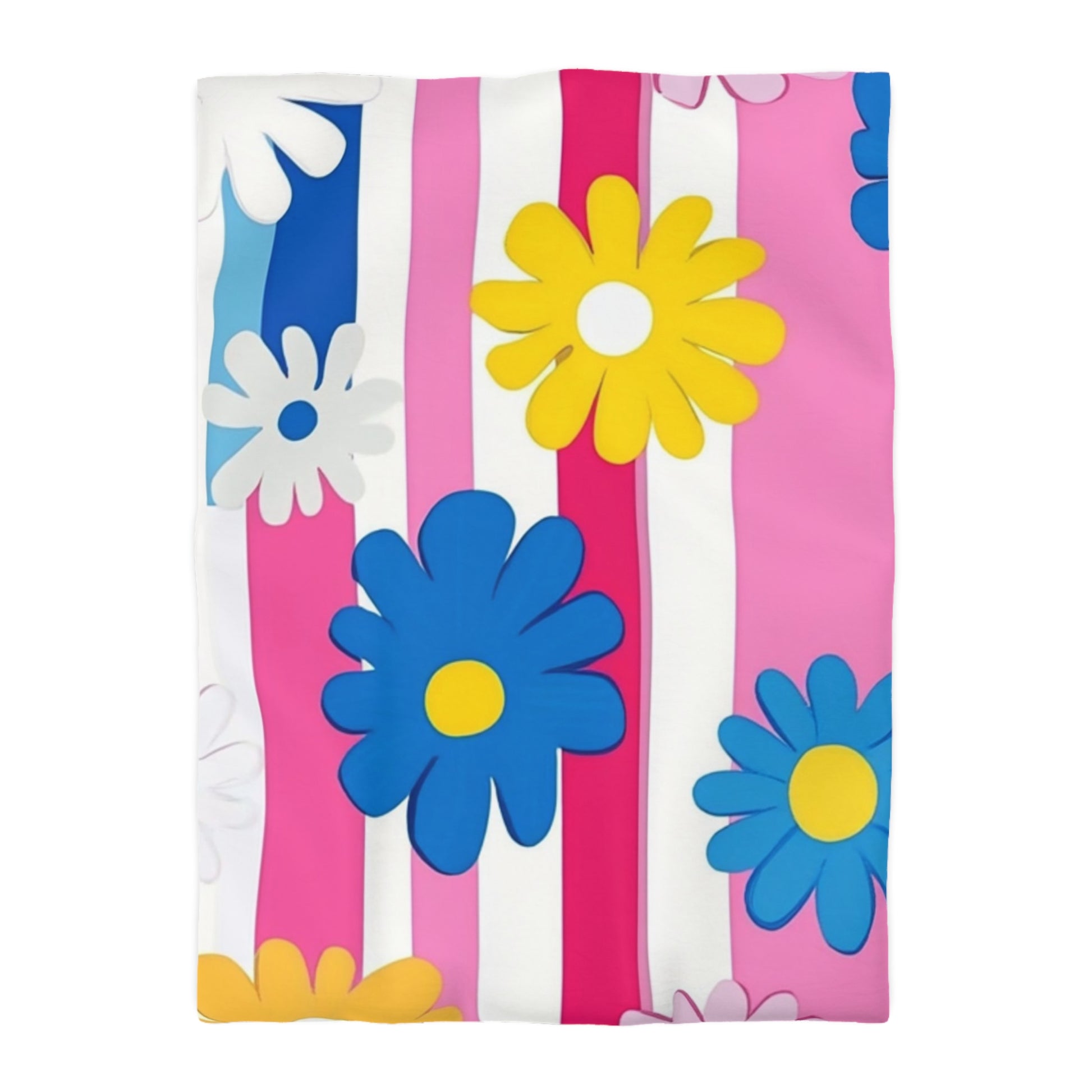 Flowers x Stripes Multi-Color Microfiber Duvet Cover, Artsulli - Art is Long, Life is Short, Home Decor, Size, Twin XL, Color, Cream, , , 56183879699785