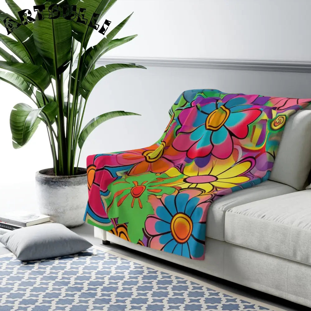 JAKKOUTTHEBXX Chromatic Daisy Dream Sherpa Fleece Blanket