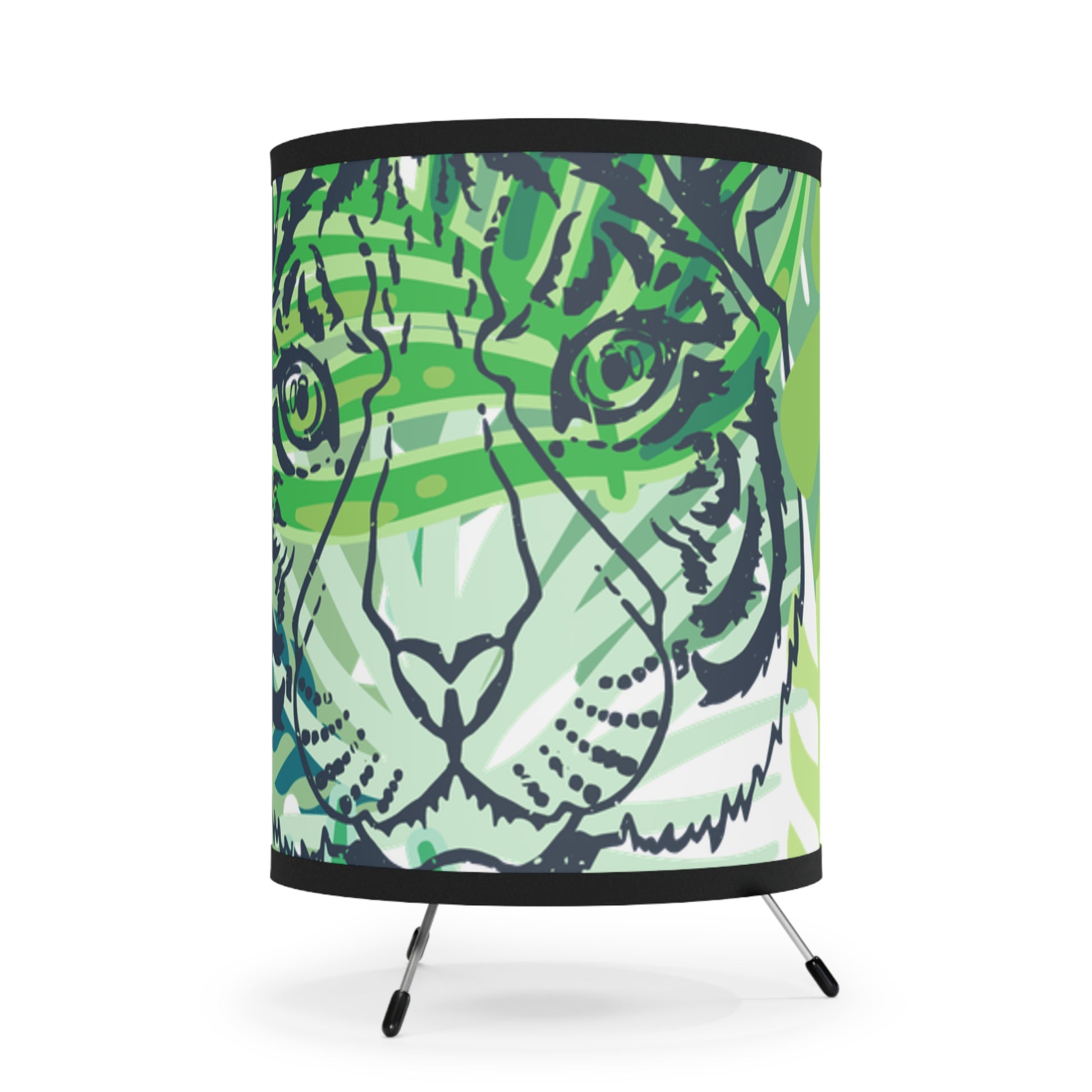 Tropical Jungle Tigers Green Tripod Lamp with High-Res Printed Shade, US\CA plug, Artsulli - Art is Long, Life is Short, Home Decor, , , , , , , 