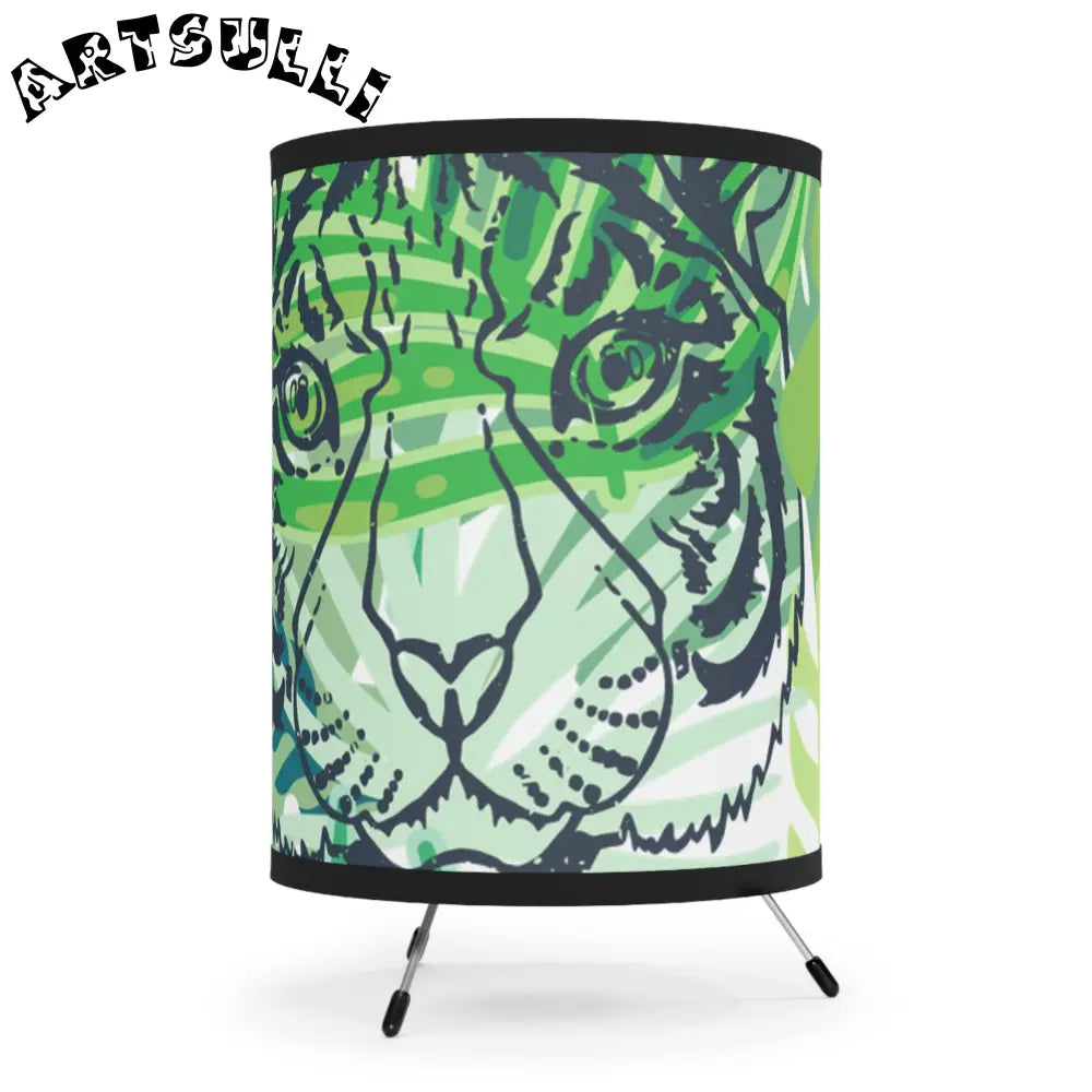 JAKKOUTTHEBXX Tropical Jungle Tigers Green Tripod Lamp with High-Res
