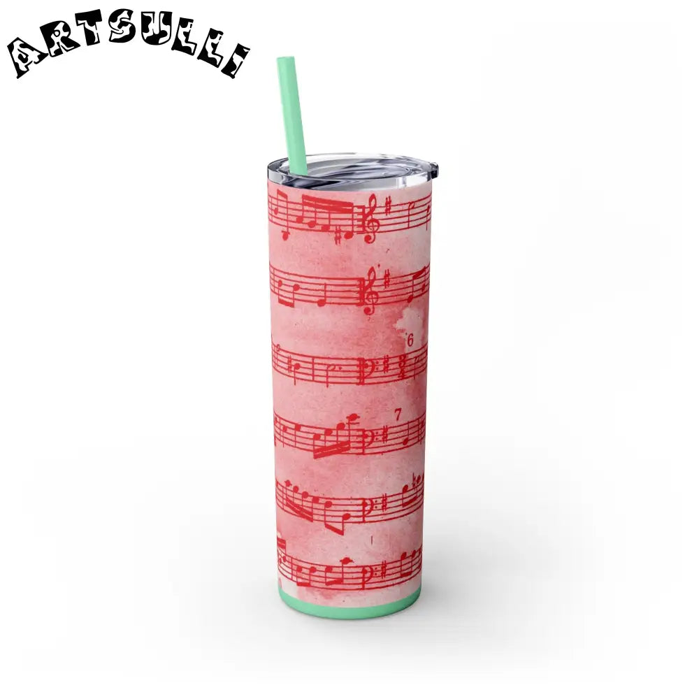 JAKKOUTTHEBXX Pink Musical Note Maars Skinny Tumbler 2025
