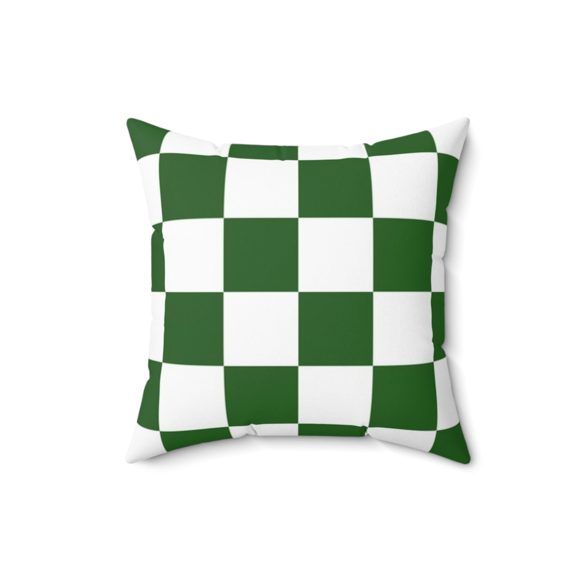 Checkerboard White and Dark Green Spun Polyester Square Pillow, Artsulli - Art is Long, Life is Short, Home Decor, Size, 16" × 16", , , , , 48012289069205307349