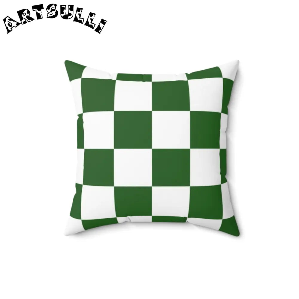 JAKKOUTTHEBXX Checkerboard White and Dark Green Spun Polyester