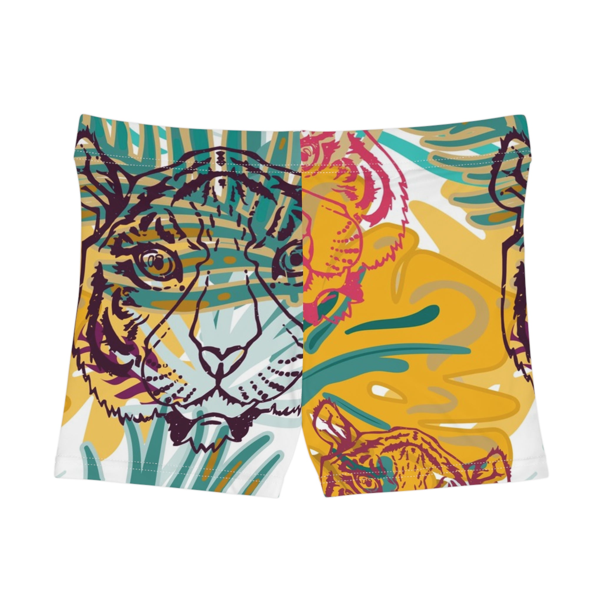 Tropical Jungle Tigers Brown and Green Women's Shorts (AOP), Artsulli - Art is Long, Life is Short, All Over Prints, , , , , , , 