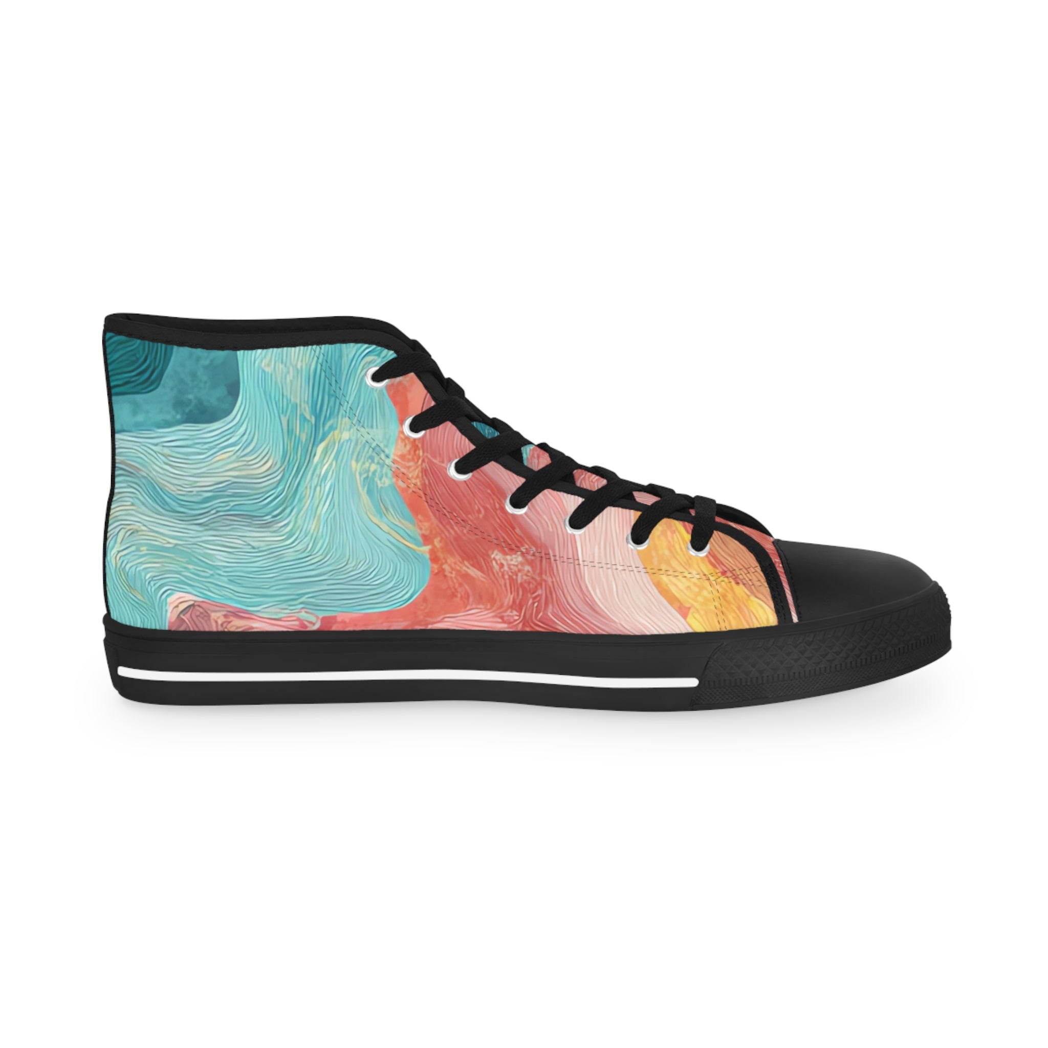 Liquid Marble Spill Men's High Top Sneakers, Artsulli - Art is Long, Life is Short, Shoes, , , , , , , 