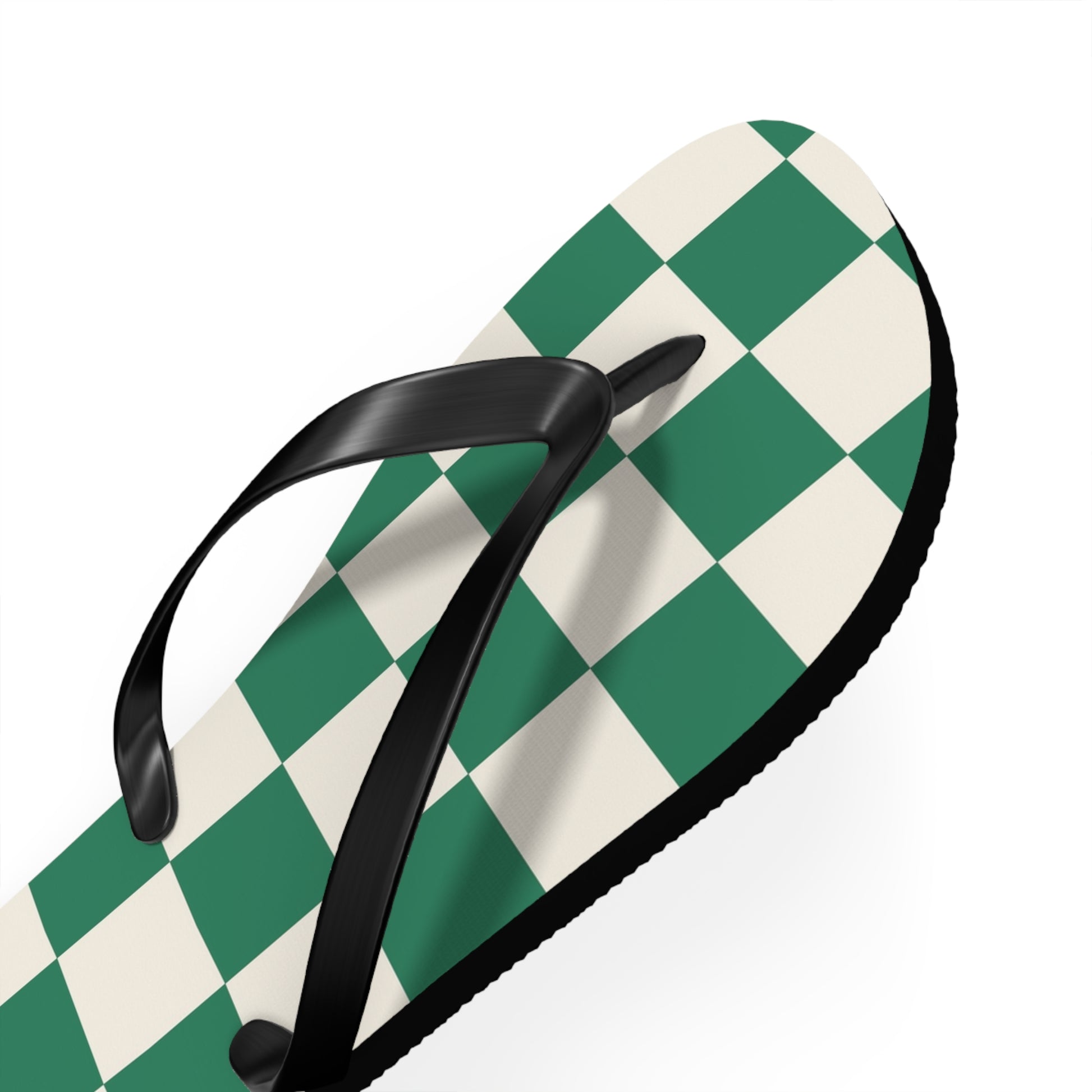 Checkerboard Dark Green Flip Flops, Artsulli - Art is Long, Life is Short, Shoes, , , , , , , 