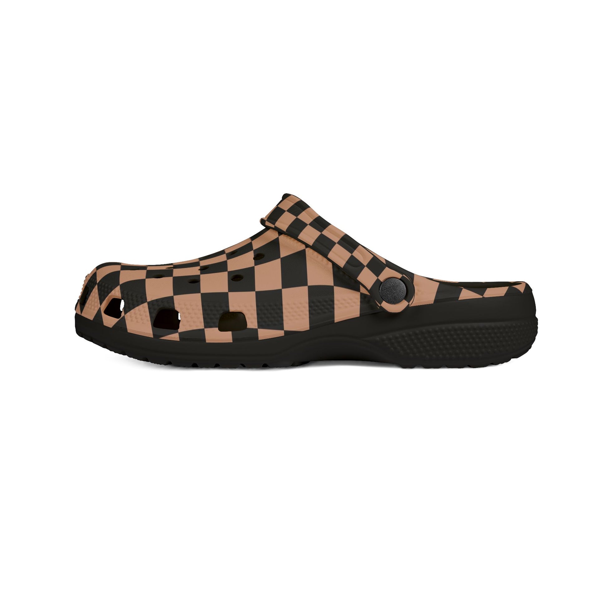 Checkerboard II Soft Orange and Black EVA Foam Rubber Shoes (AOP), Artsulli - Art is Long, Life is Short, Shoes, , , , , , , 